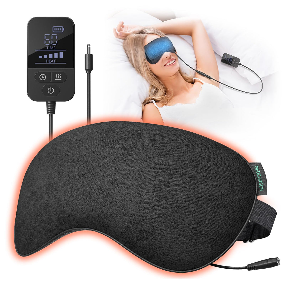 Medcursor antifaz ojos calor cargable para dormir cómodo