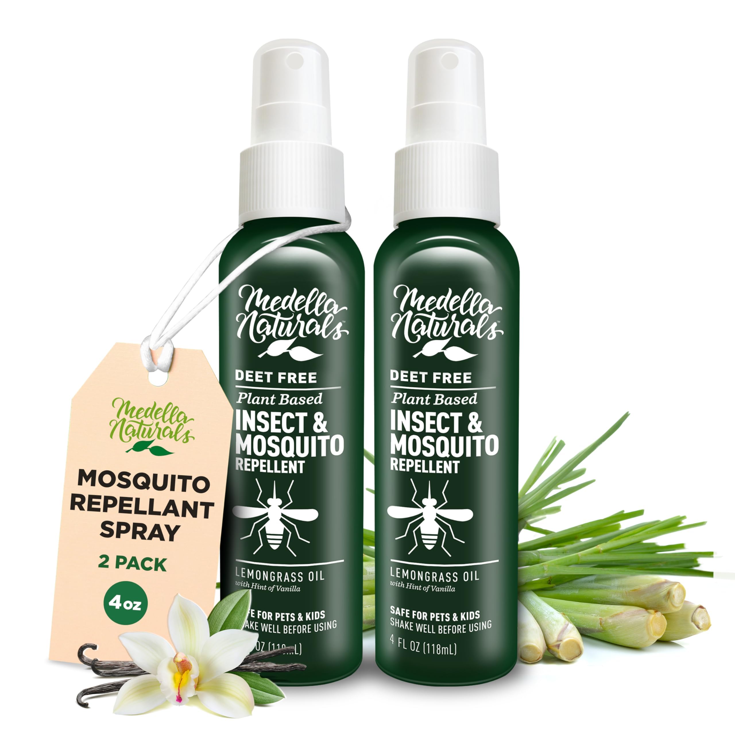 Medella Naturals repelente de insectos en botella de 4 oz para exterior.
