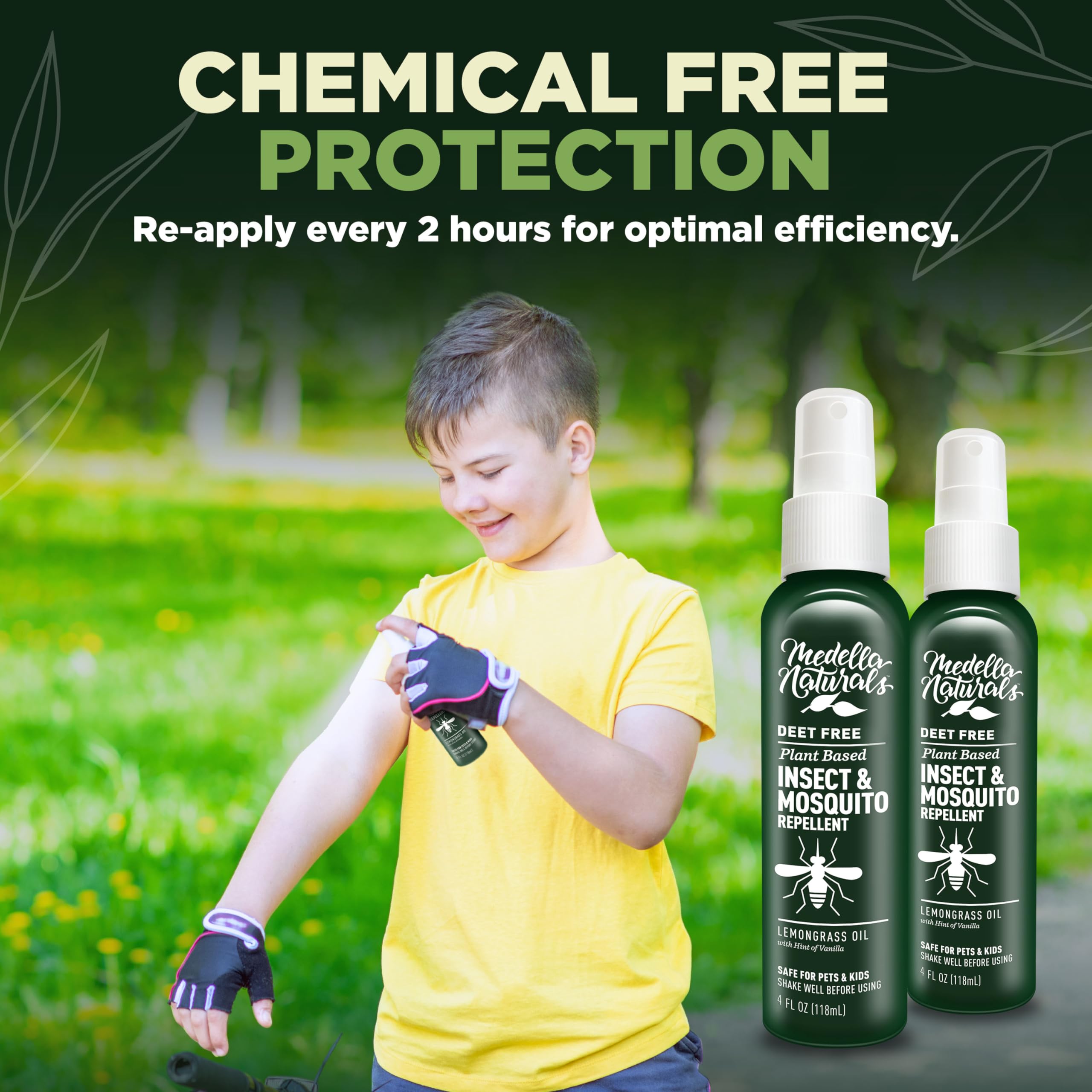 Medella Naturals sin DEET, opción más segura para la piel.