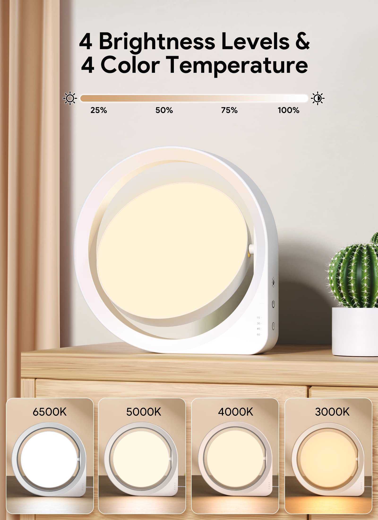 MediAcous Lámpara 11000Lux, enfoque en temperatura de color para adaptar la atmósfera.