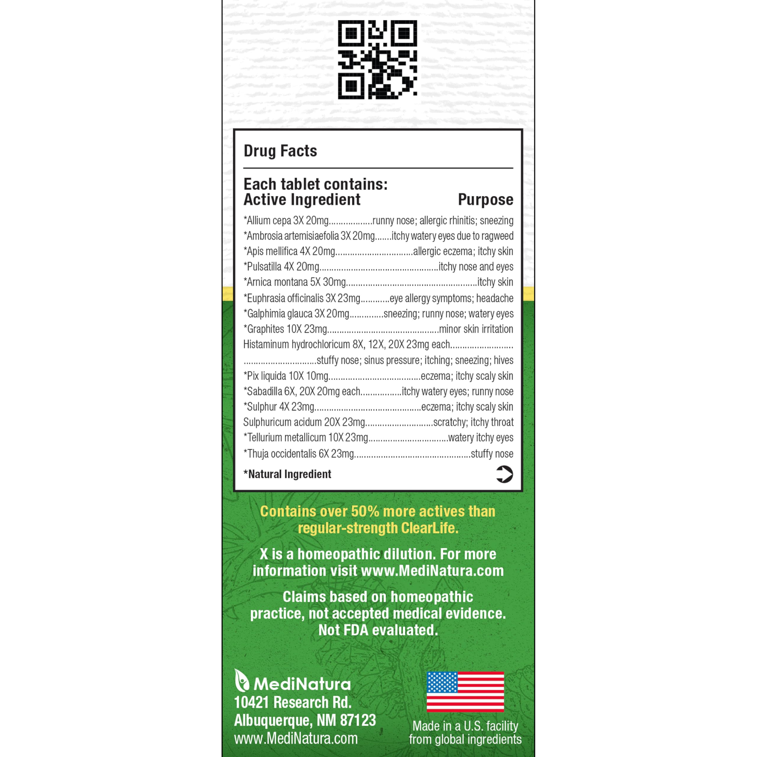 MediNatura ClearLife: tabletas para alivio diario de alergias sin somnolencia