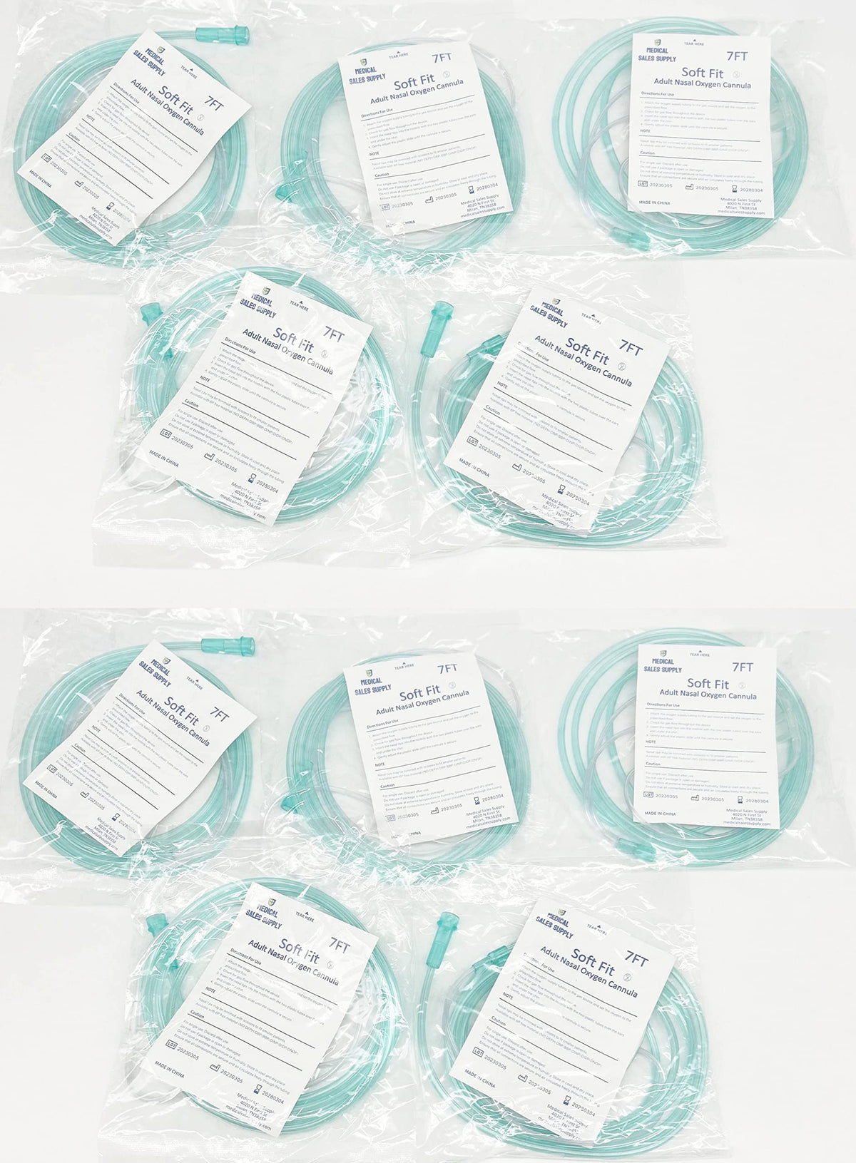 Cánula nasal de oxígeno Medical Sales Supply, punta acolchada para mayor comodidad.
