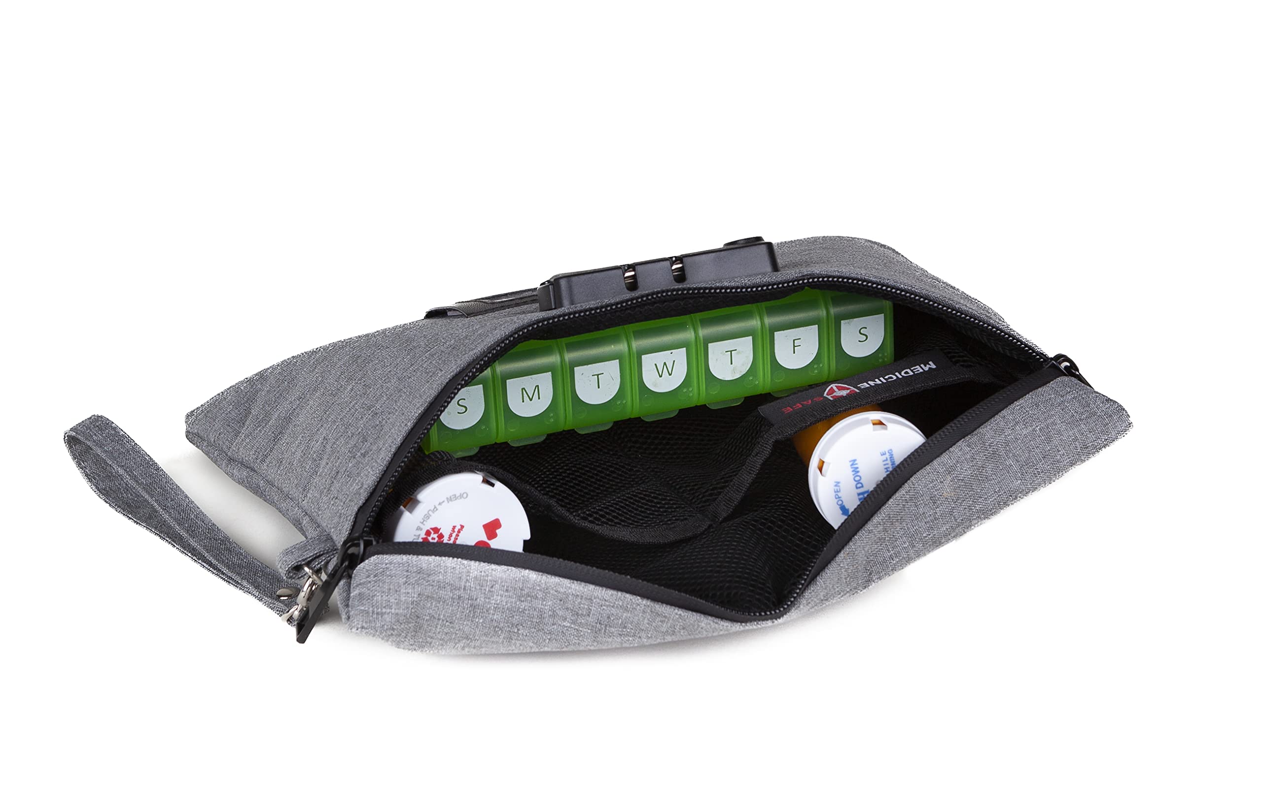 MEDICINE RX SAFE, gran-compartimento-malla para organización.