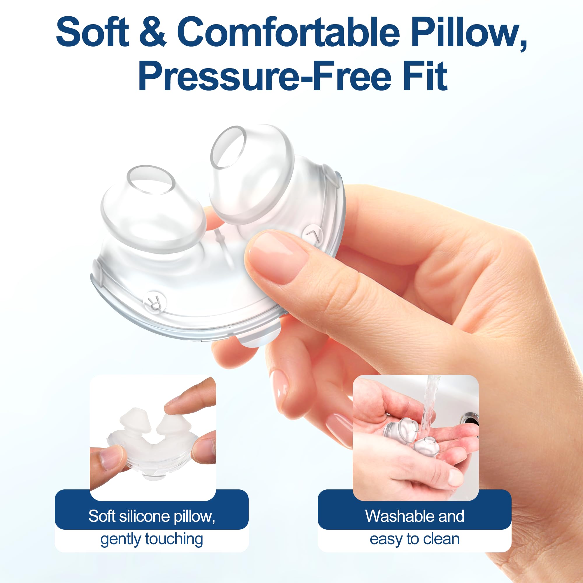 MEDICOLOR Airfit P10: manguera corta desmontable para limpieza rápida.