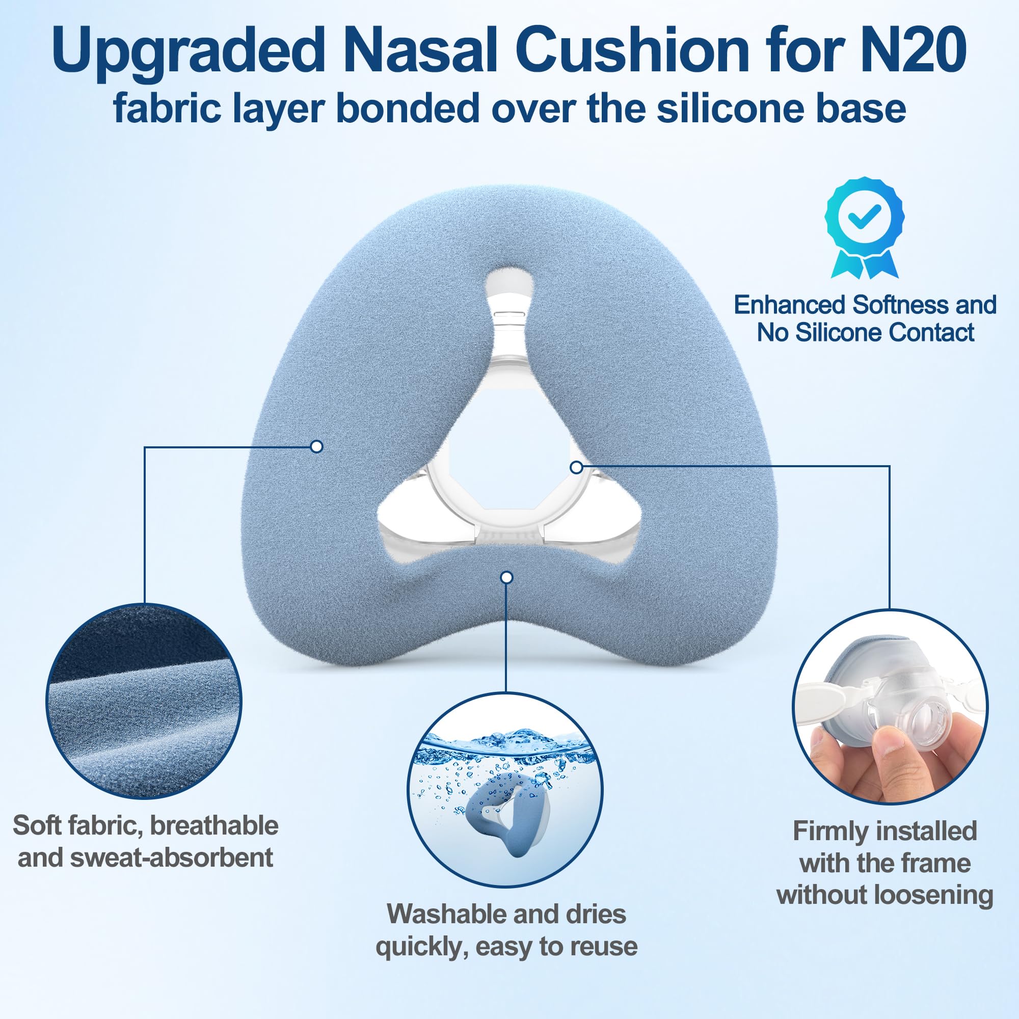MEDICOLOR cojin nasal N20 con sensación suave gracias al tejido mixto.