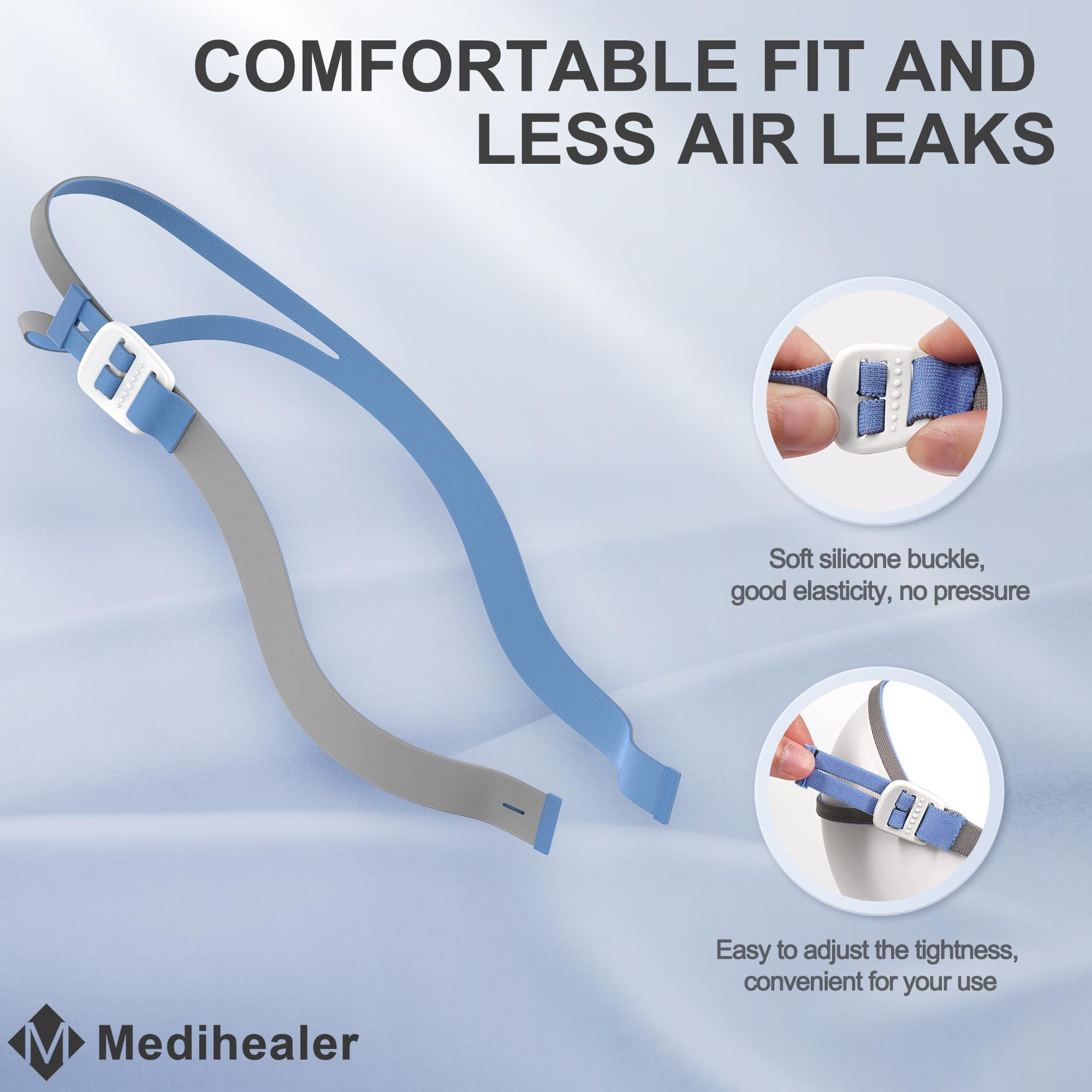 Ajuste ceñido Medihealer AirFit P10 evita deslizamientos y mantiene sello.