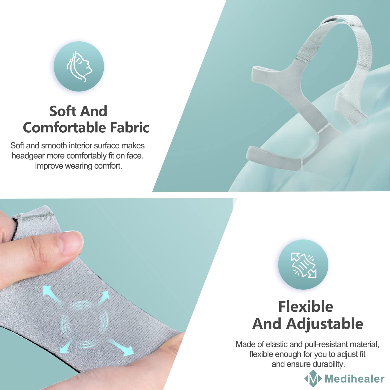 Correas CPAP Medihealer, tela suave y elástica para mayor comodidad nocturna