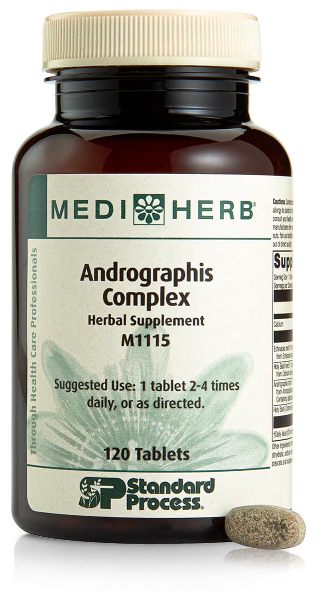 Mediherb Andrographis Complex, botella de 120 tabletas, para apoyar el sistema inmune.