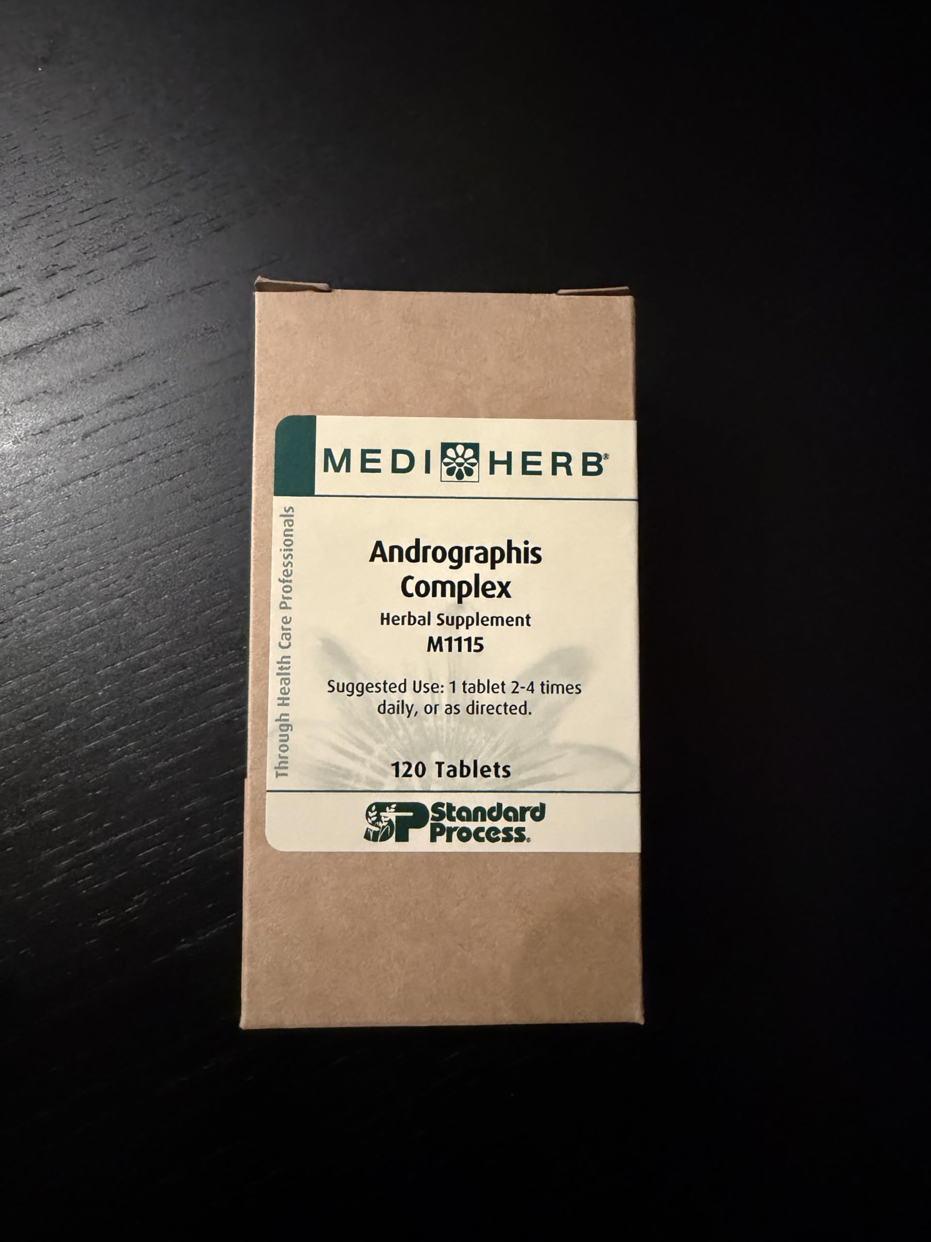Mediherb Andrographis Complex, etiqueta lateral con ingredientes para apoyar la salud.