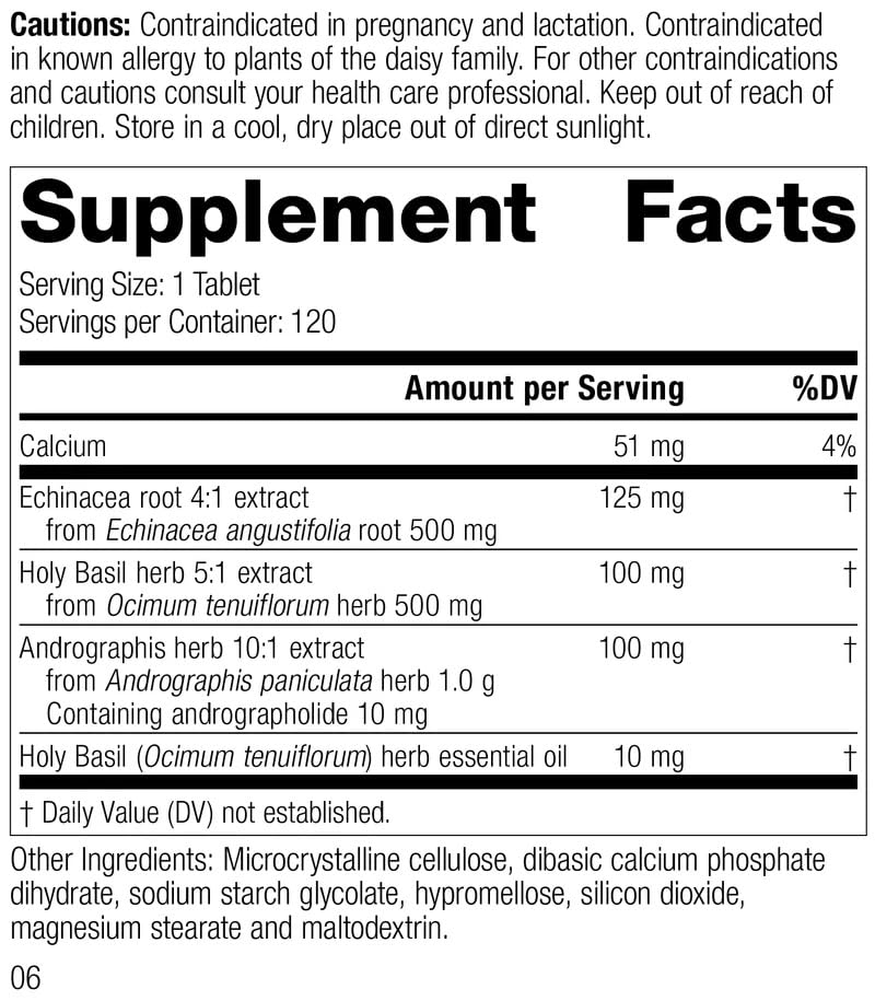 Mediherb Andrographis Complex, etiqueta frontal con logotipo y uso diario para apoyo general.