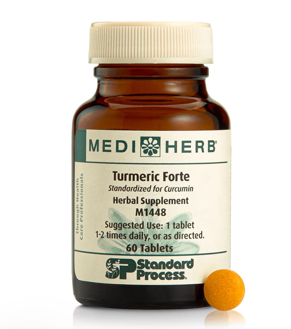 Mediherb Curcuma Forte — botella con cápsulas para apoyar la movilidad diaria.
