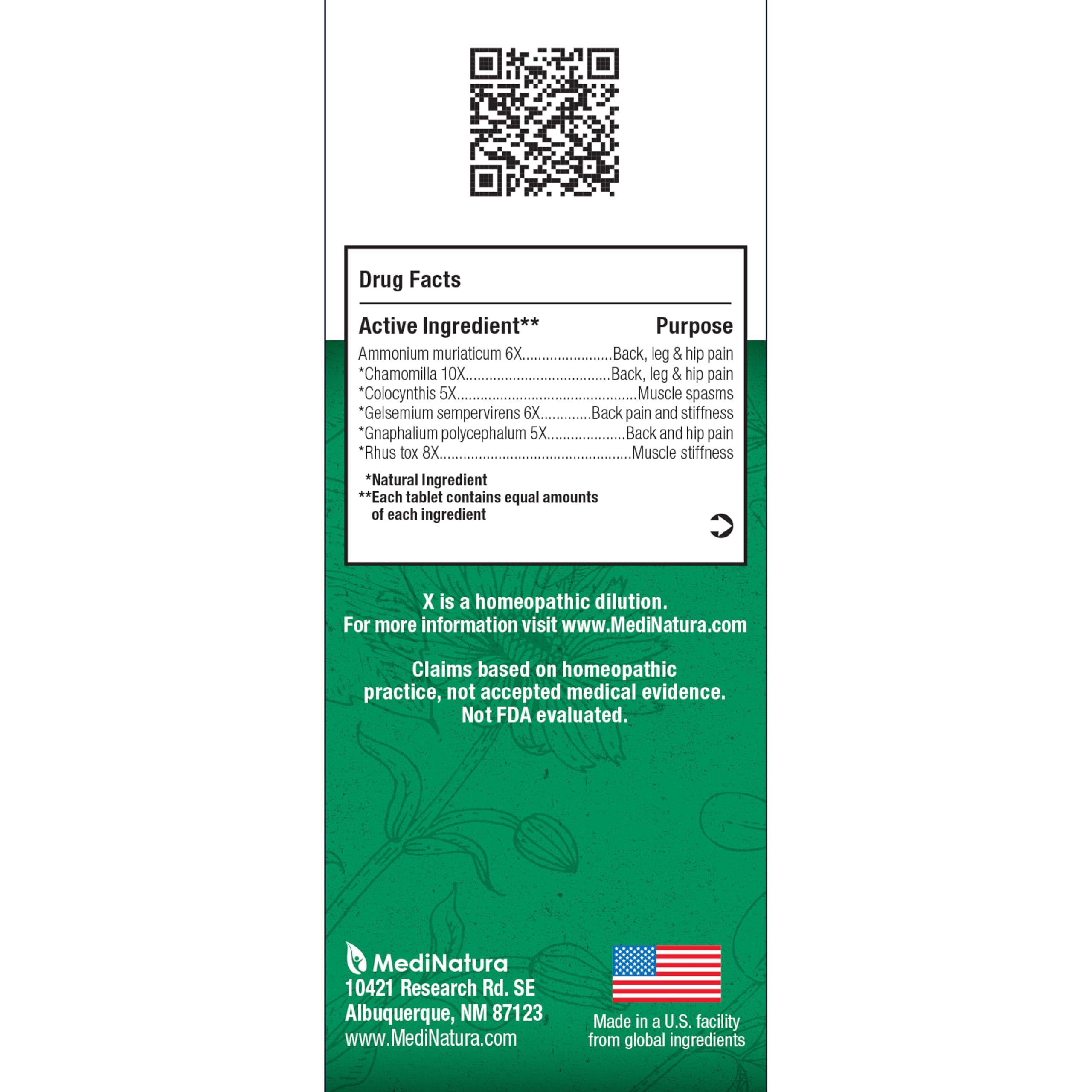 Fórmula natural de MediNatura BHI Back para bienestar cotidiano.