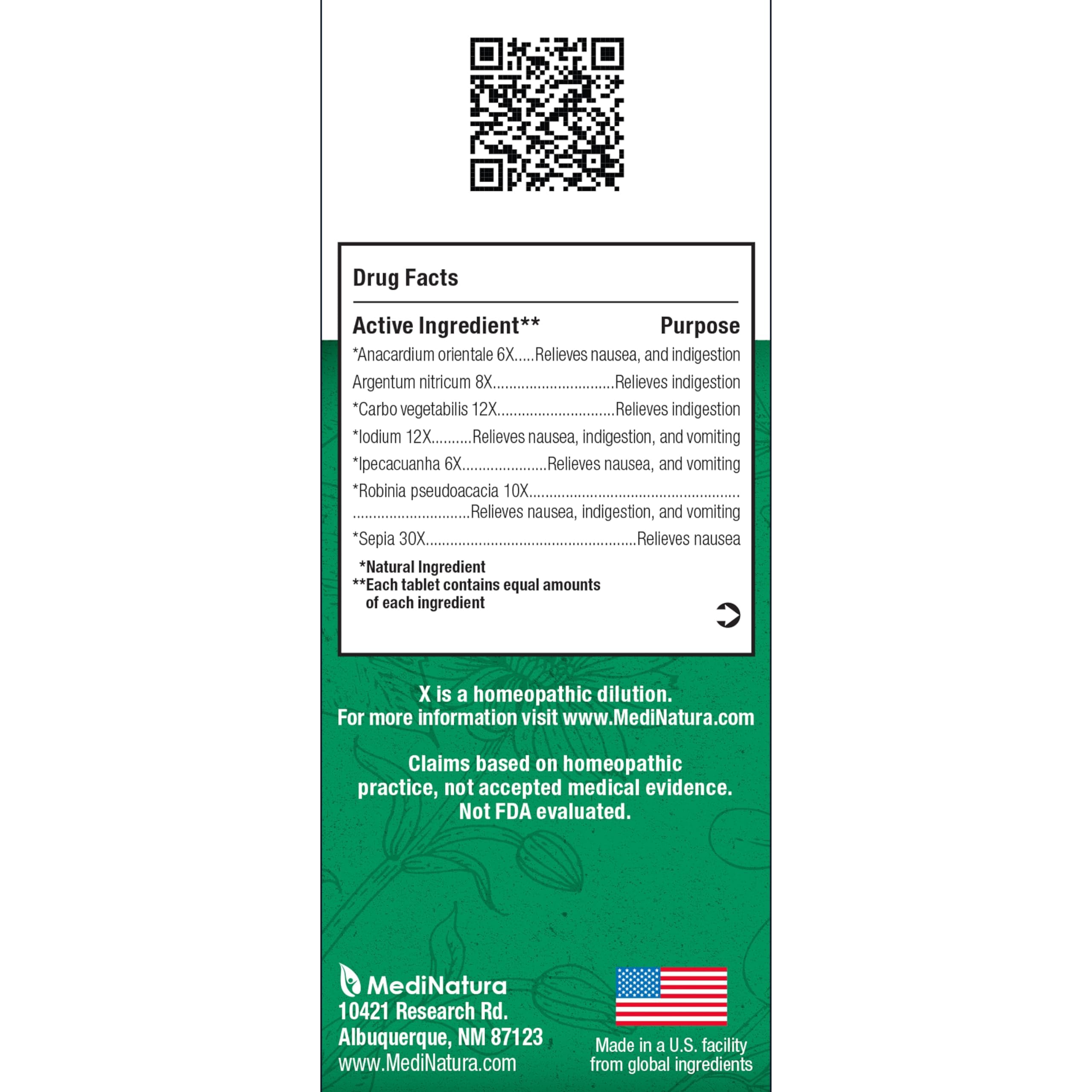 Tabletas masticables de MediNatura BHI que se disuelven rápido para alivio.