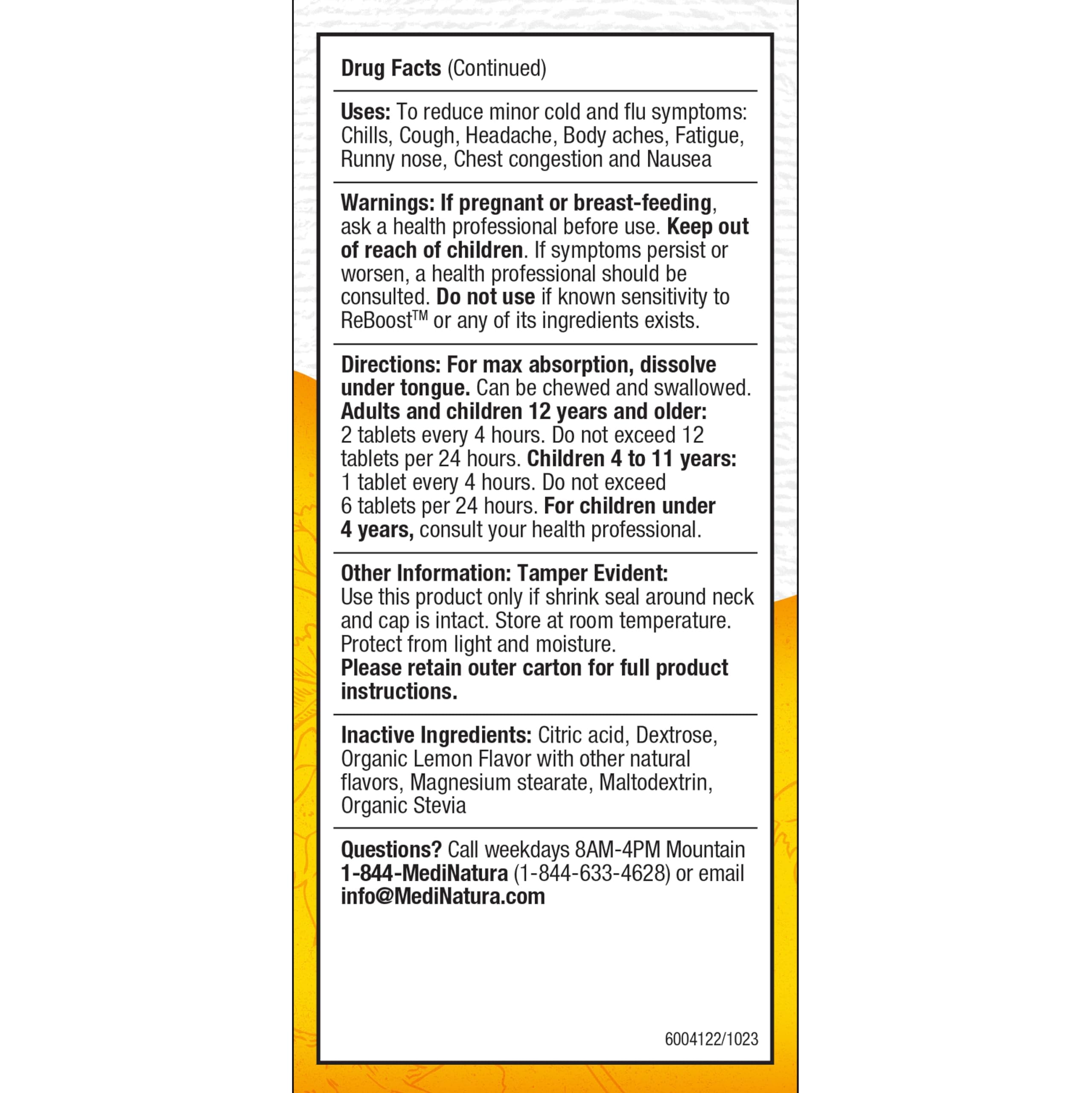 MediNatura ReBoost etiqueta clara para entender dosis y beneficios.