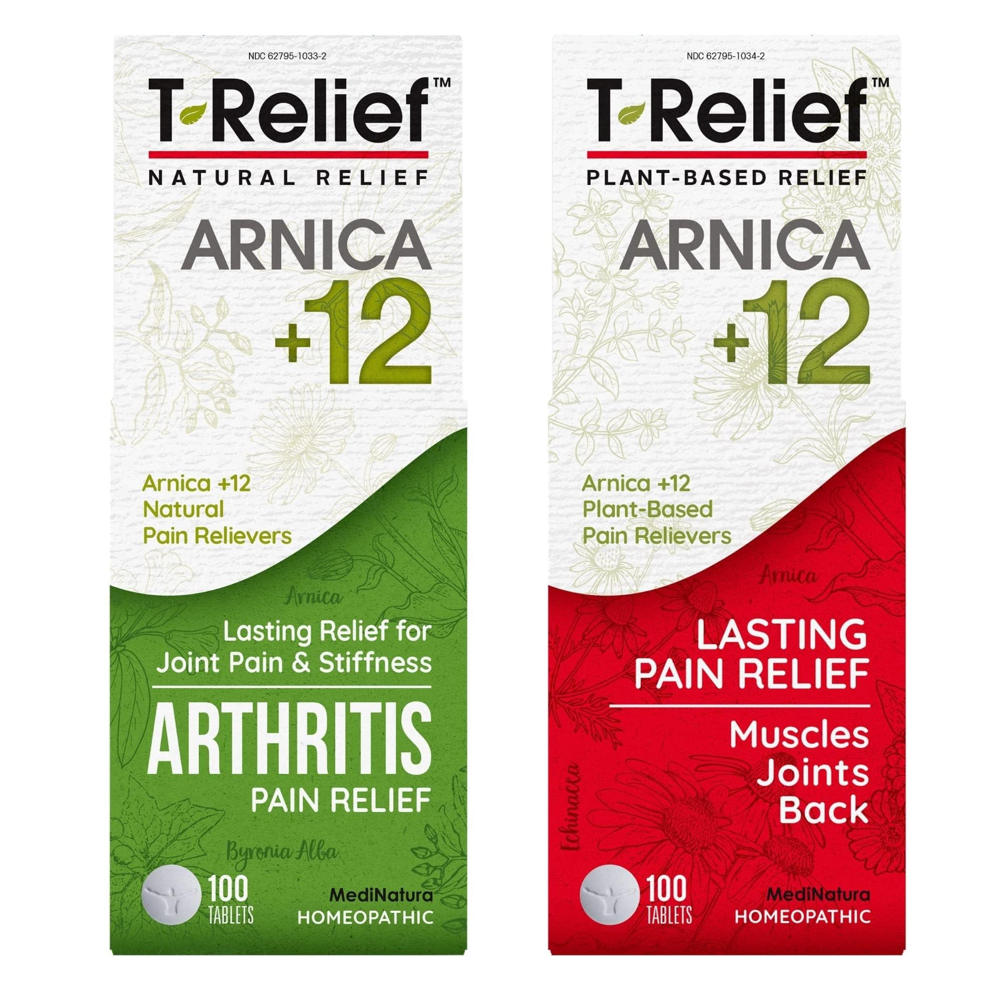 MediNatura T-Relief Arnica en botella, alivio suave para molestias musculares durante el día.