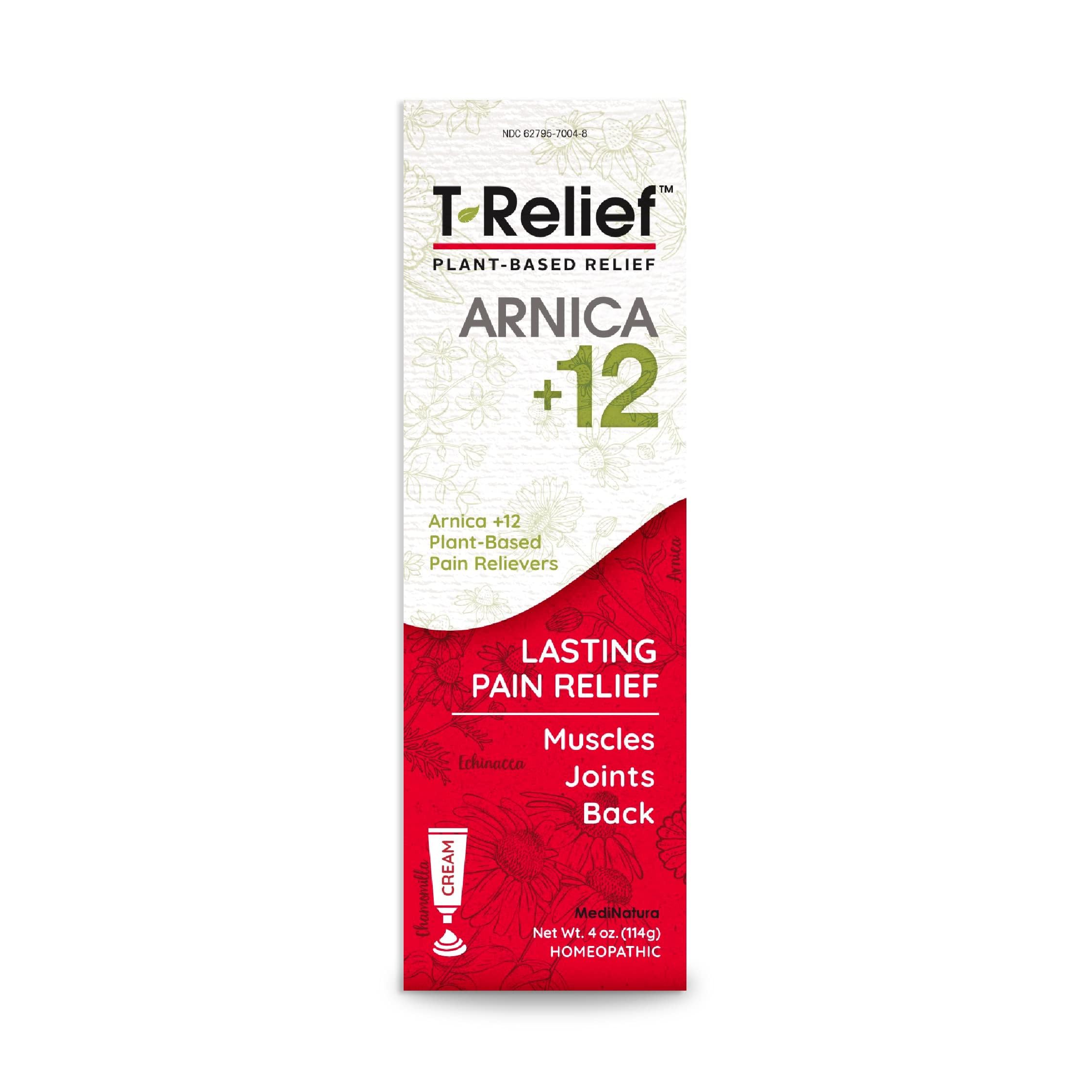 MediNatura T-Relief Arnica Crema en uso corporal para alivio suave diario.