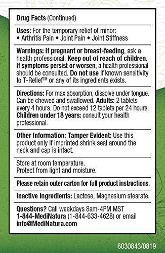 MediNatura T-Relief muestra ingredientes naturales clave para el cuidado articular.