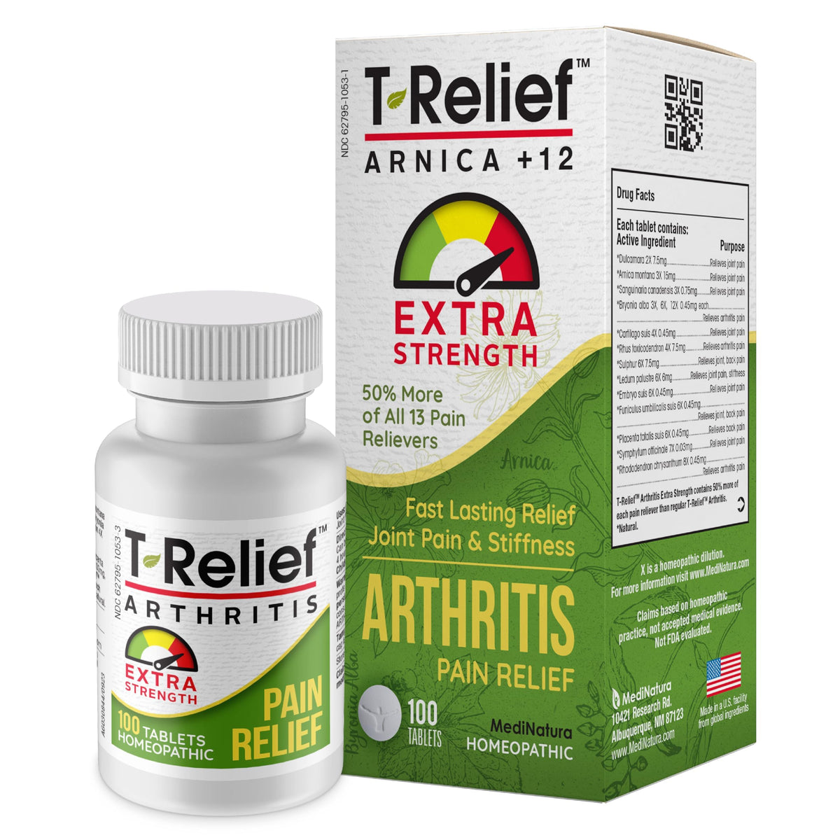 MediNatura T-Relief: tabletas de disolución rápida para alivio natural en articulaciones.