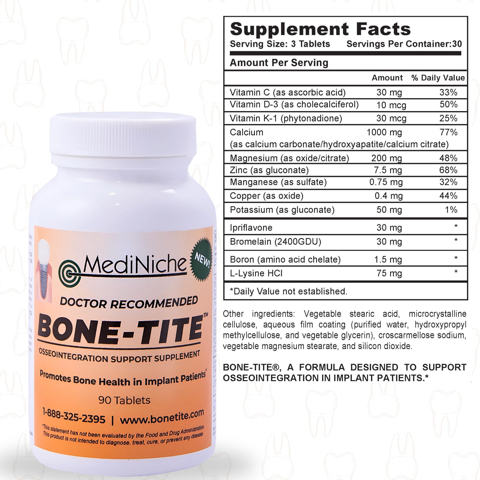 Profesional de odontología recomendando MediNiche Bone-Tite para salud alveolar