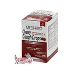 Pastillas Medique Medi-First de cereza, envase compacto para alivio ocasional de la tos y la garganta