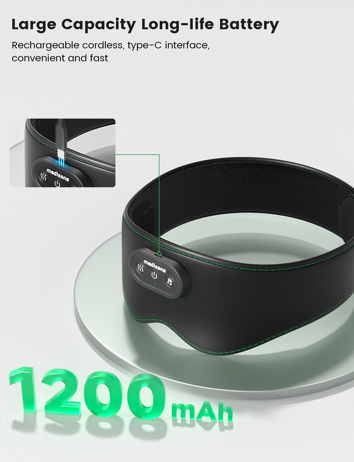 Bateria 1200mAh Medisana para sesiones largas sin interrupciones