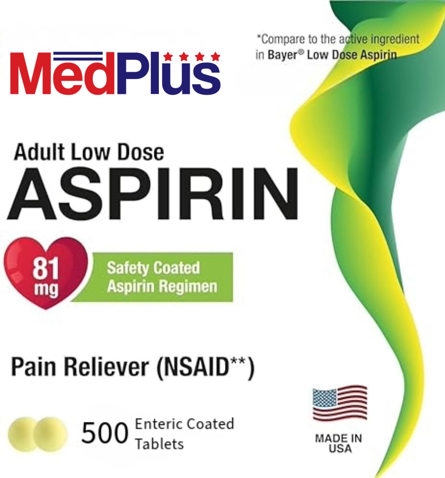MedPlus Aspirina 81 mg hecha en Estados Unidos