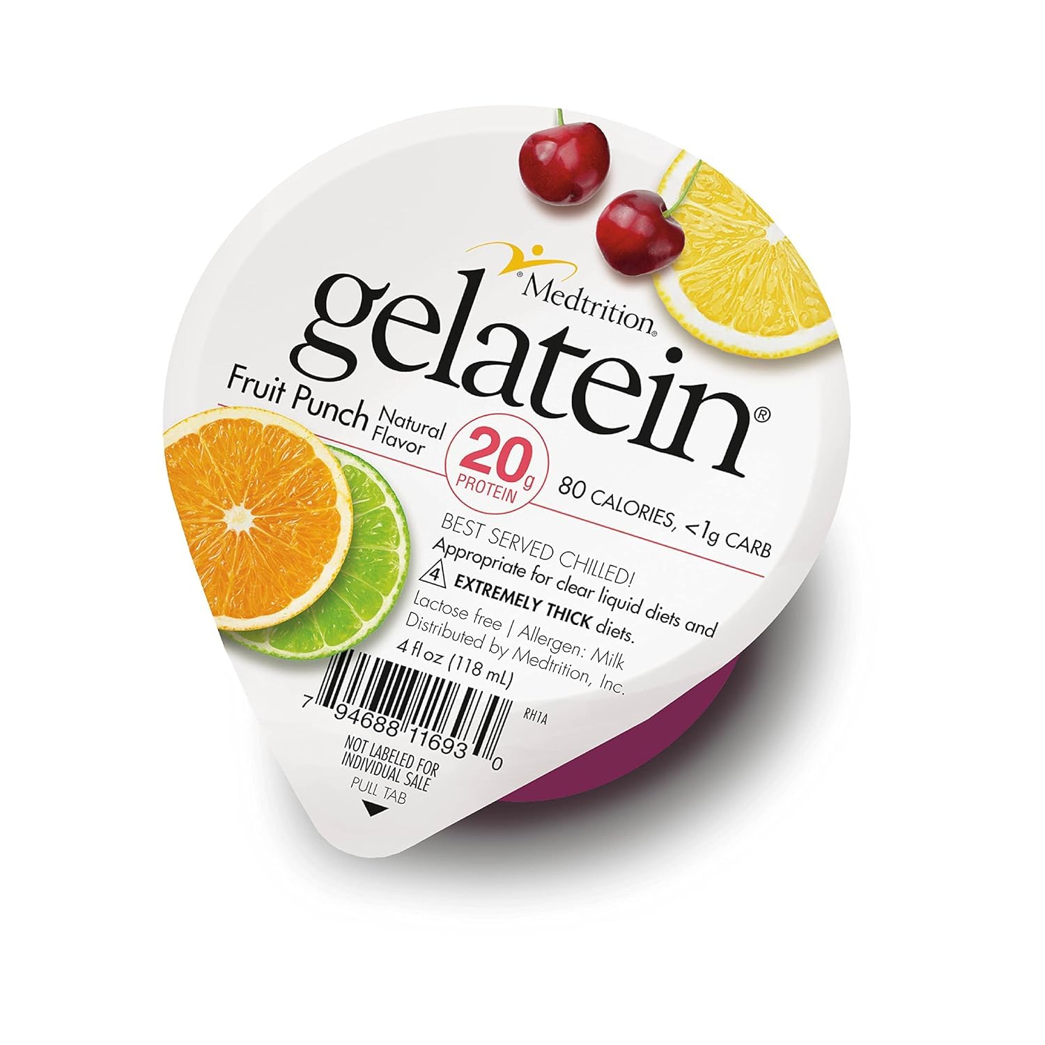 Medtrition Gelatein Fruta Punch pack de 12, ideal para dietas claras.