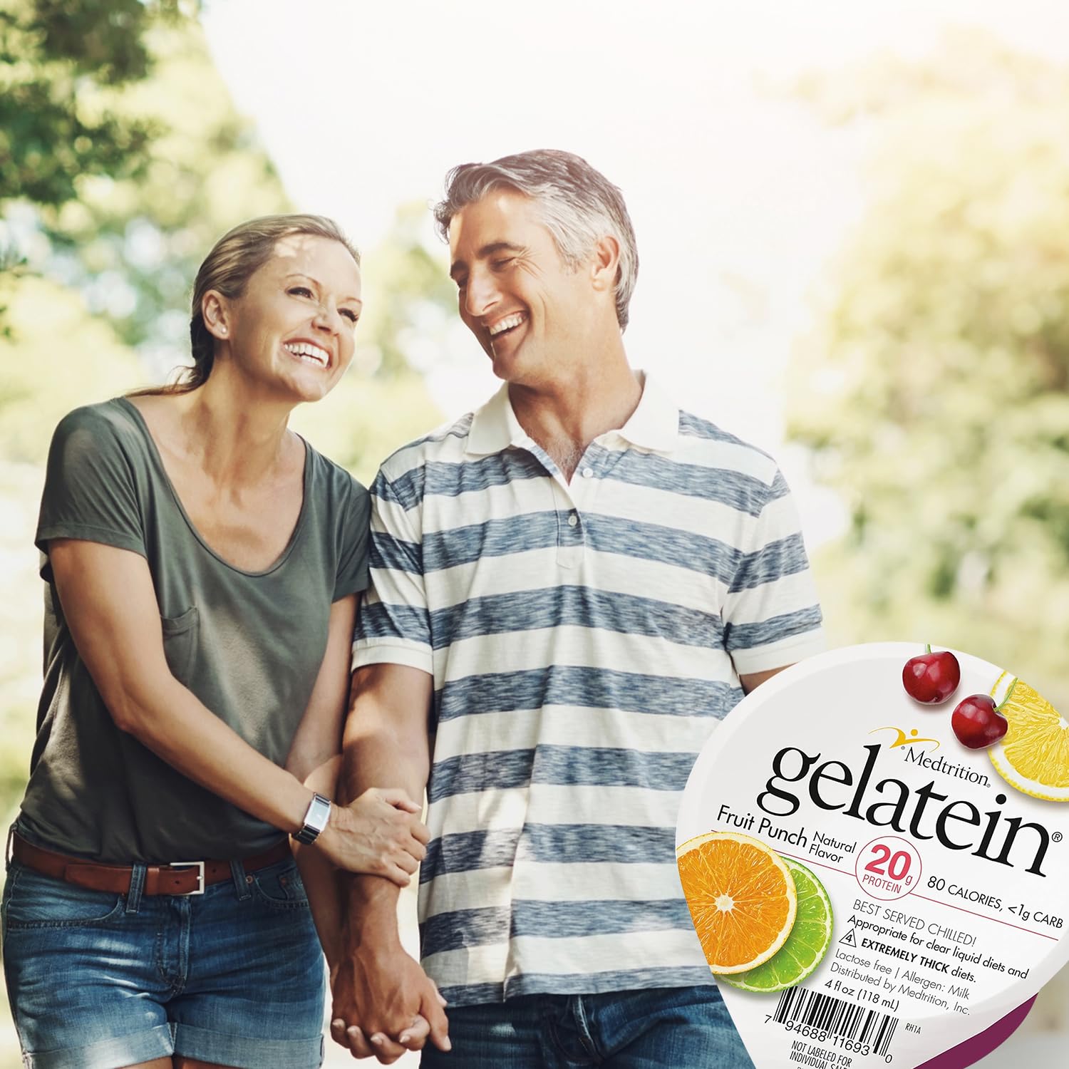 Gelatein Fruta Punch, uso pre o post-entreno, sabor cítrico.