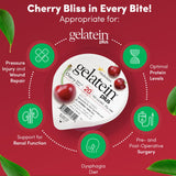 Gelatein Plus Cereza taza con preparado cremoso para beber.