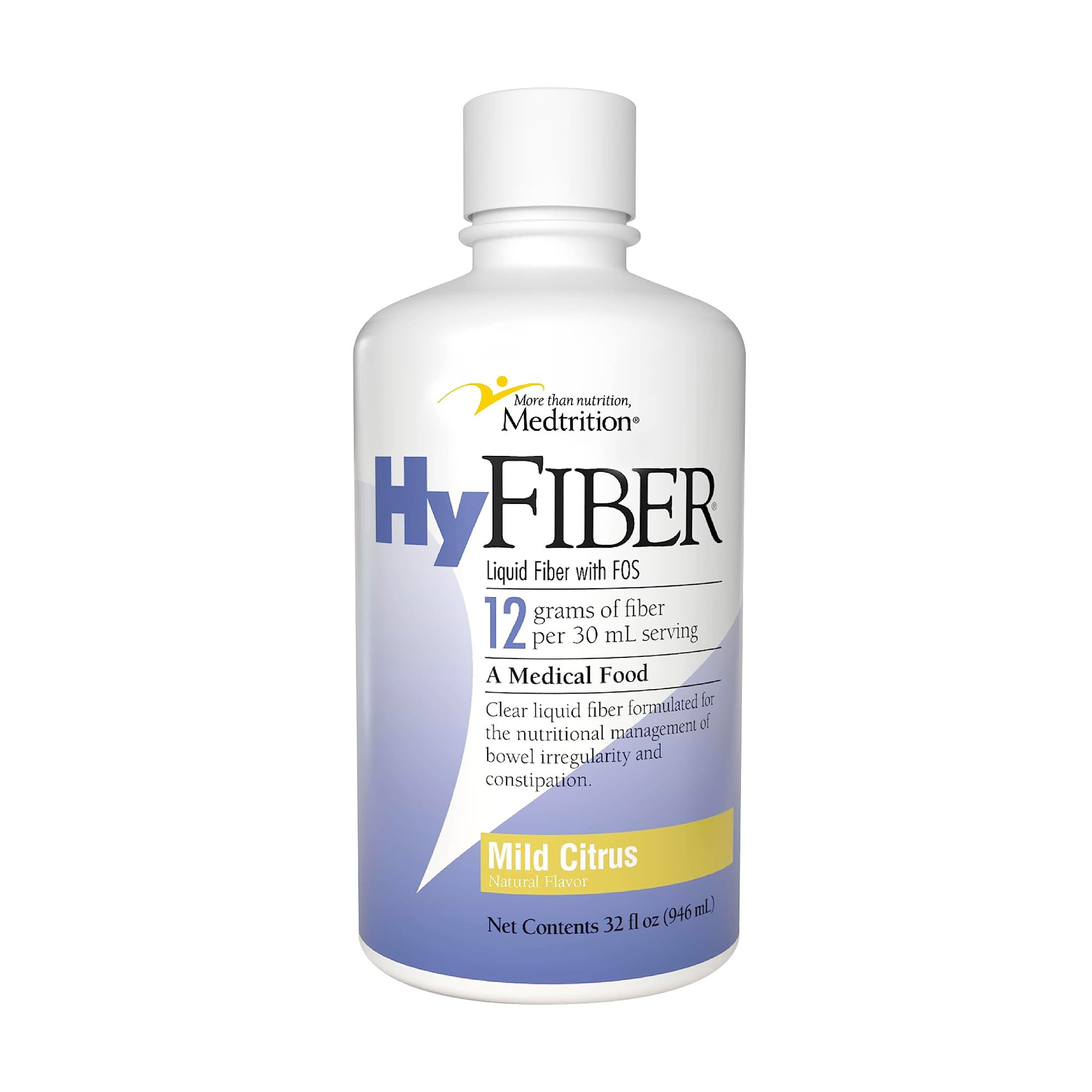 Medtrition HyFiber Daily, botella con etiqueta, facilita la ingesta diaria de fibra soluble.