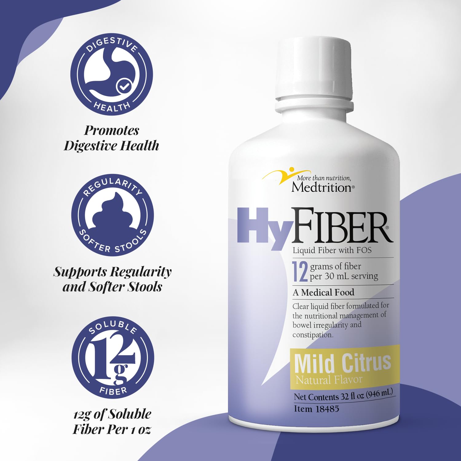 Medtrition HyFiber Daily, textura incolora, ideal para dietas con restricción de líquidos.
