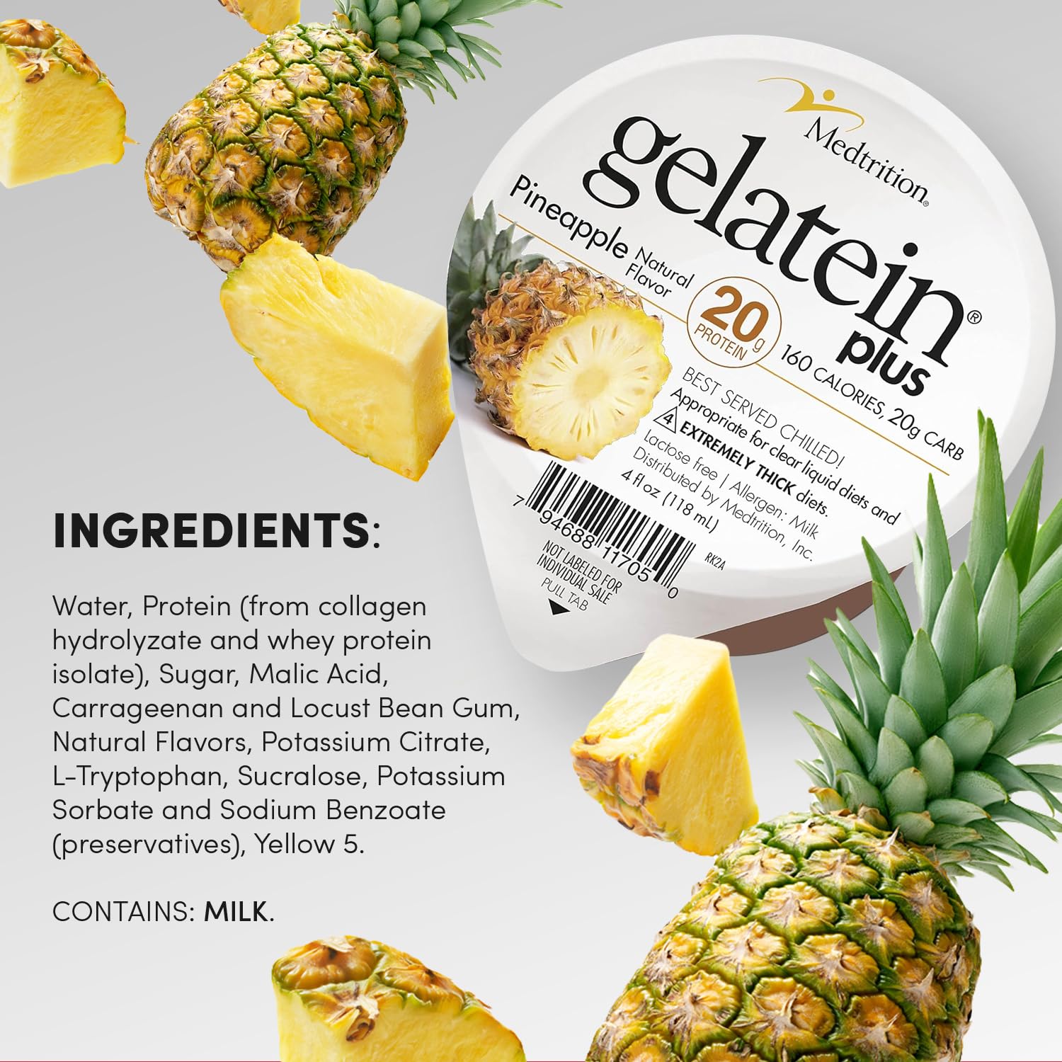 Empaque de gelatina proteica Gelatein Plus Piña para consumo diario