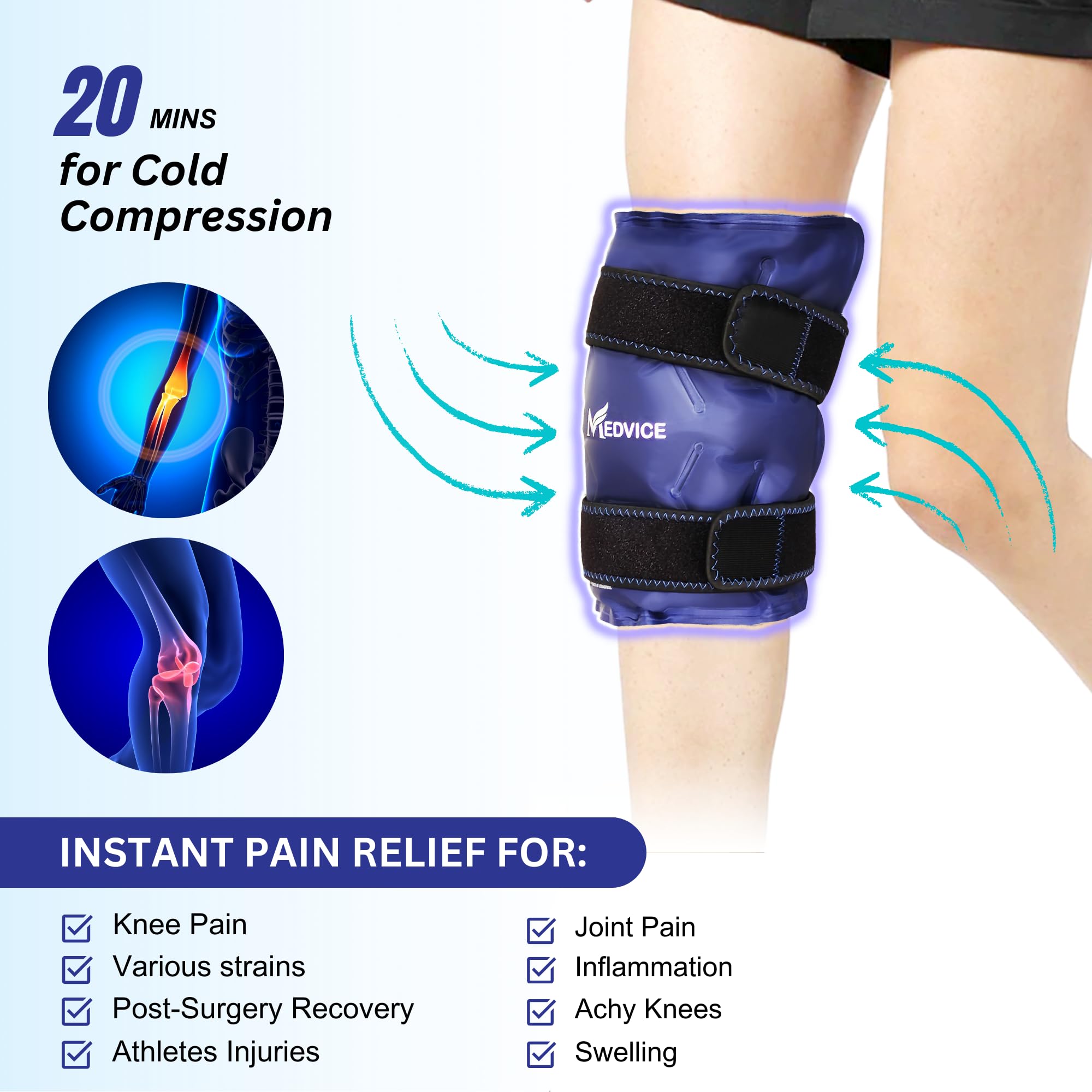 Medvice diseño reversible de rodilla para uso en derecha o izquierda.