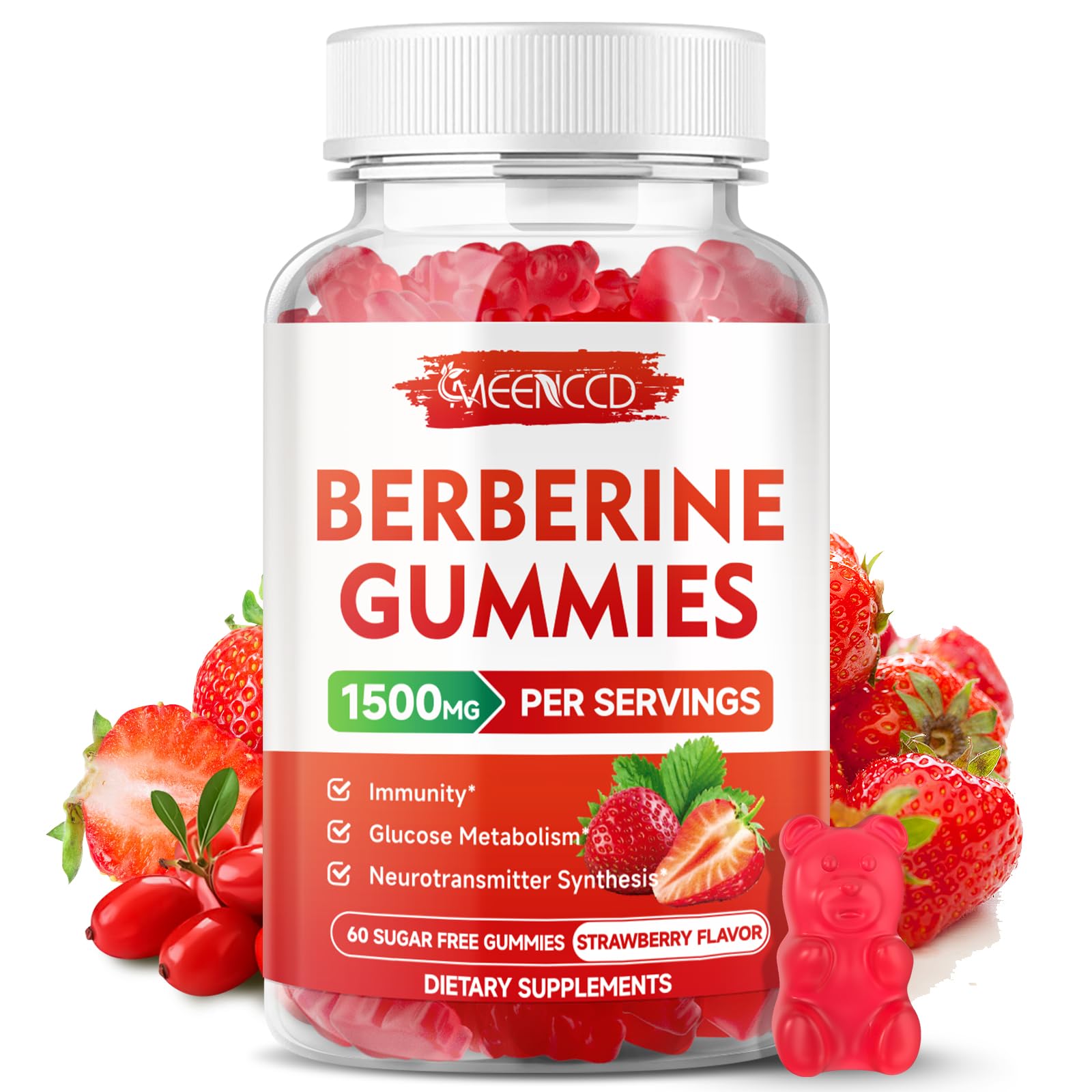 MEENCCD Gomas Berberina frente: envase práctico para consumo diario.