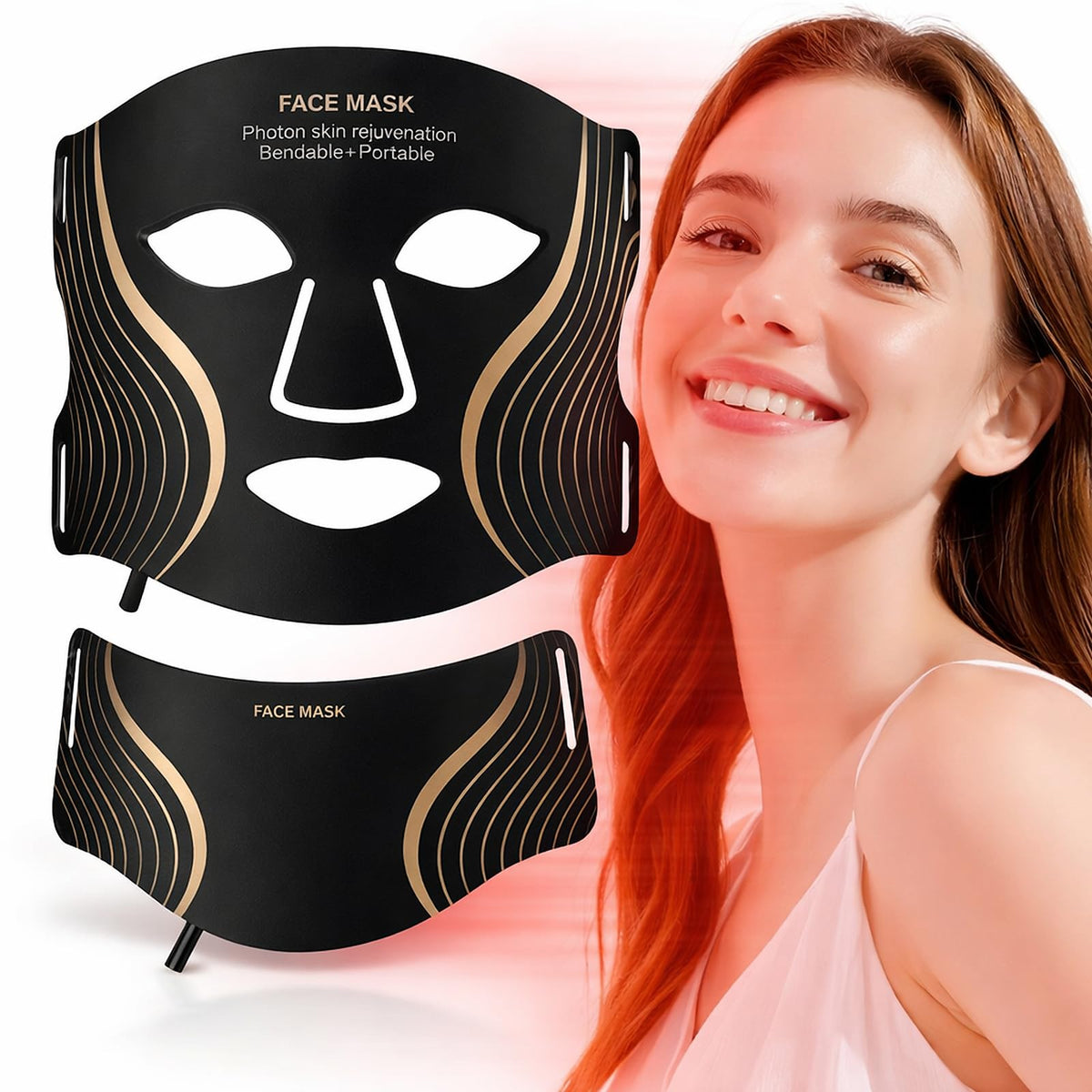 MEFELE Cln mascarilla luz roja facial para uso diario con comodidad