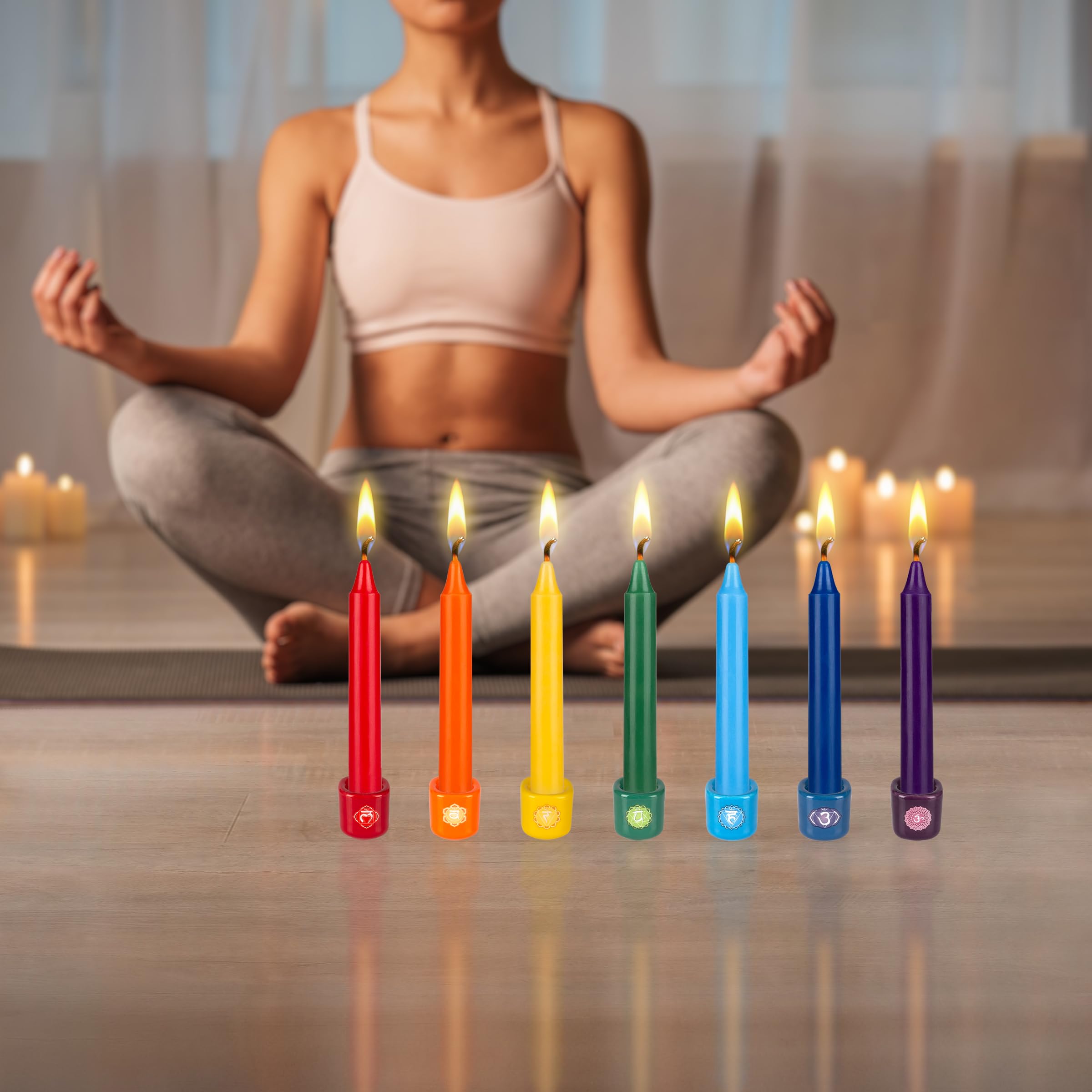 Mega Candles: decoración elegante del hogar con vela chakra para ambiente zen.