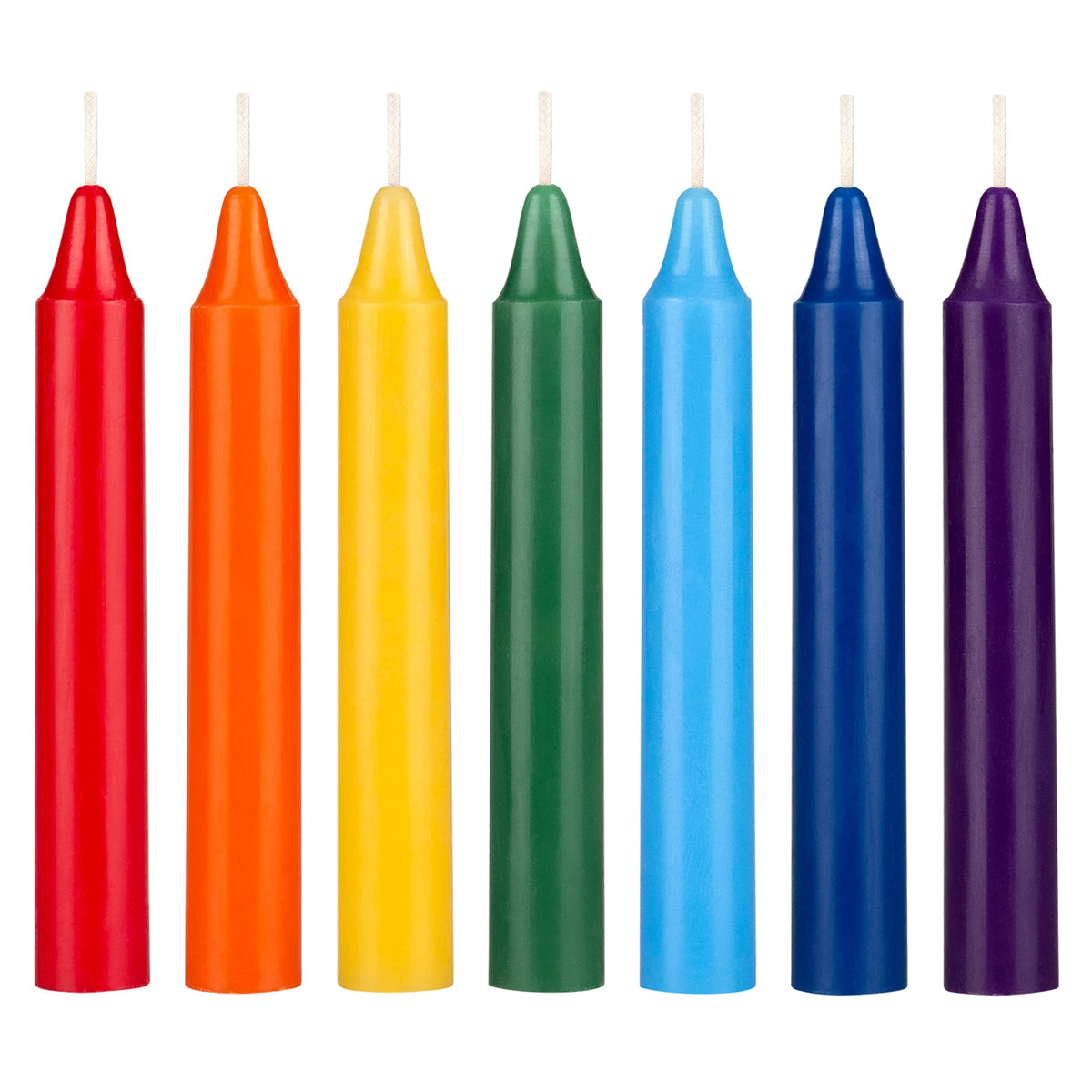 Mega Candles: juego de 7 velas chakra con colores vibrantes para meditaciones y relajación.