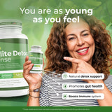 MEGA HEALTH Zeolita Detox etiqueta clara con información de uso diario