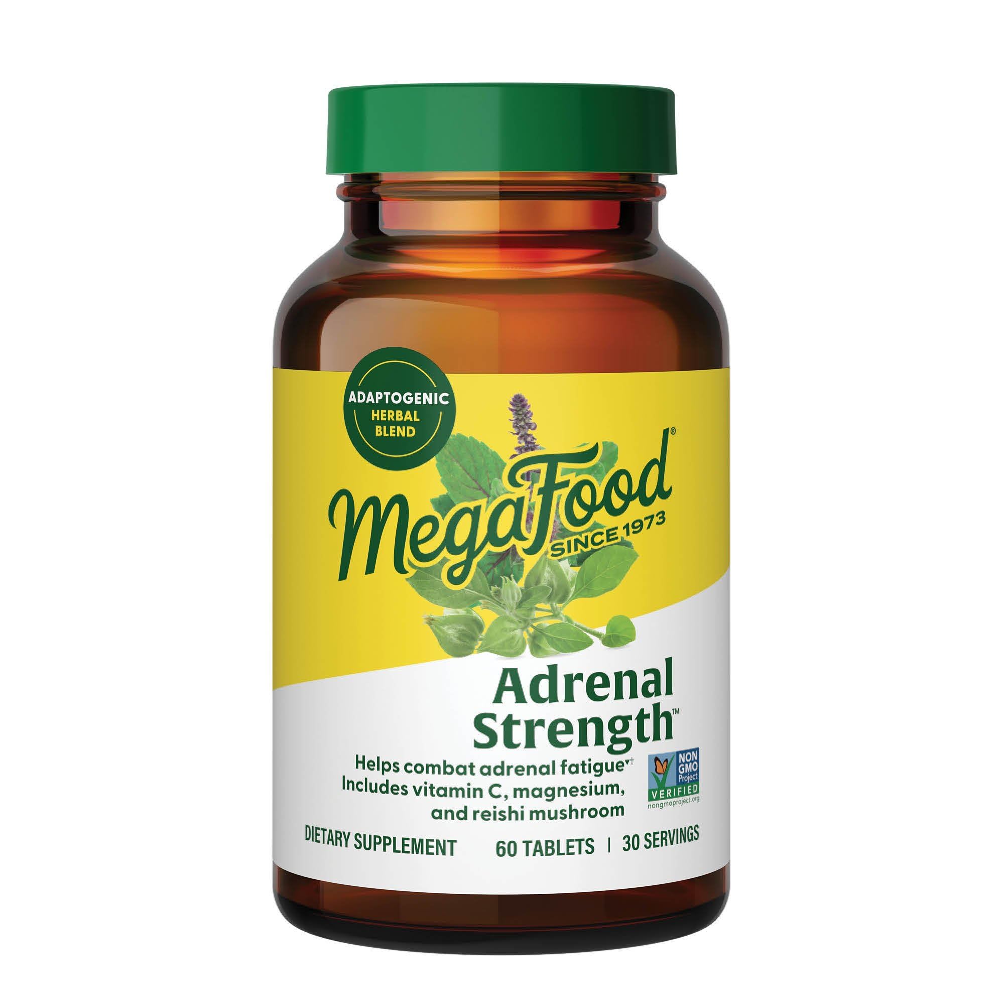 MegaFood Adrenal Strength: tabletas para apoyo al equilibrio del estrés diario.