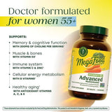 Etiqueta del producto MegaFood Avanzado para mujeres 55+ con información clara