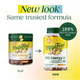 MegaFood B12 Gummies etiqueta frontal resaltando la fórmula de B12 para energía