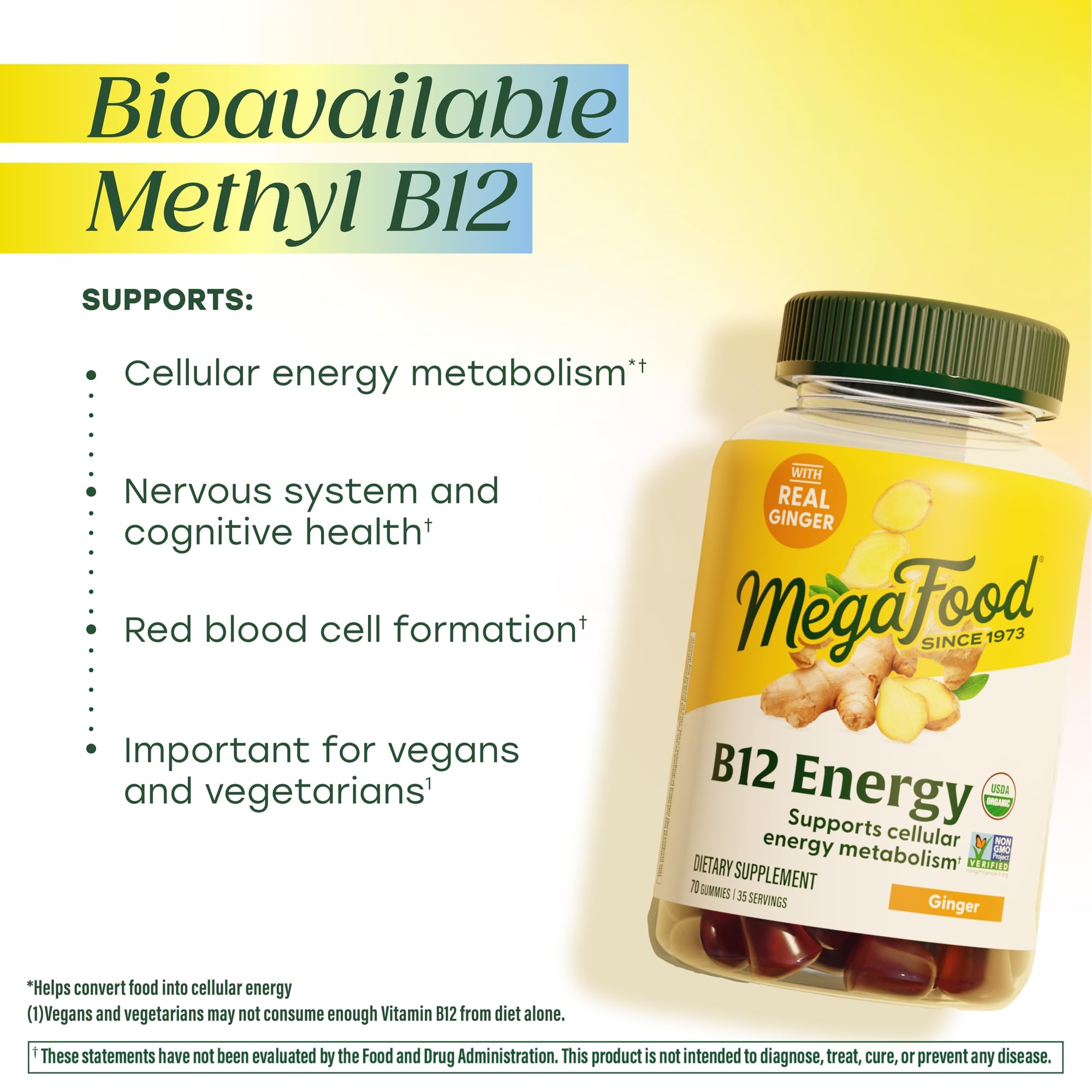 MegaFood B12 Gummies gominolas en primer plano para consumo diario