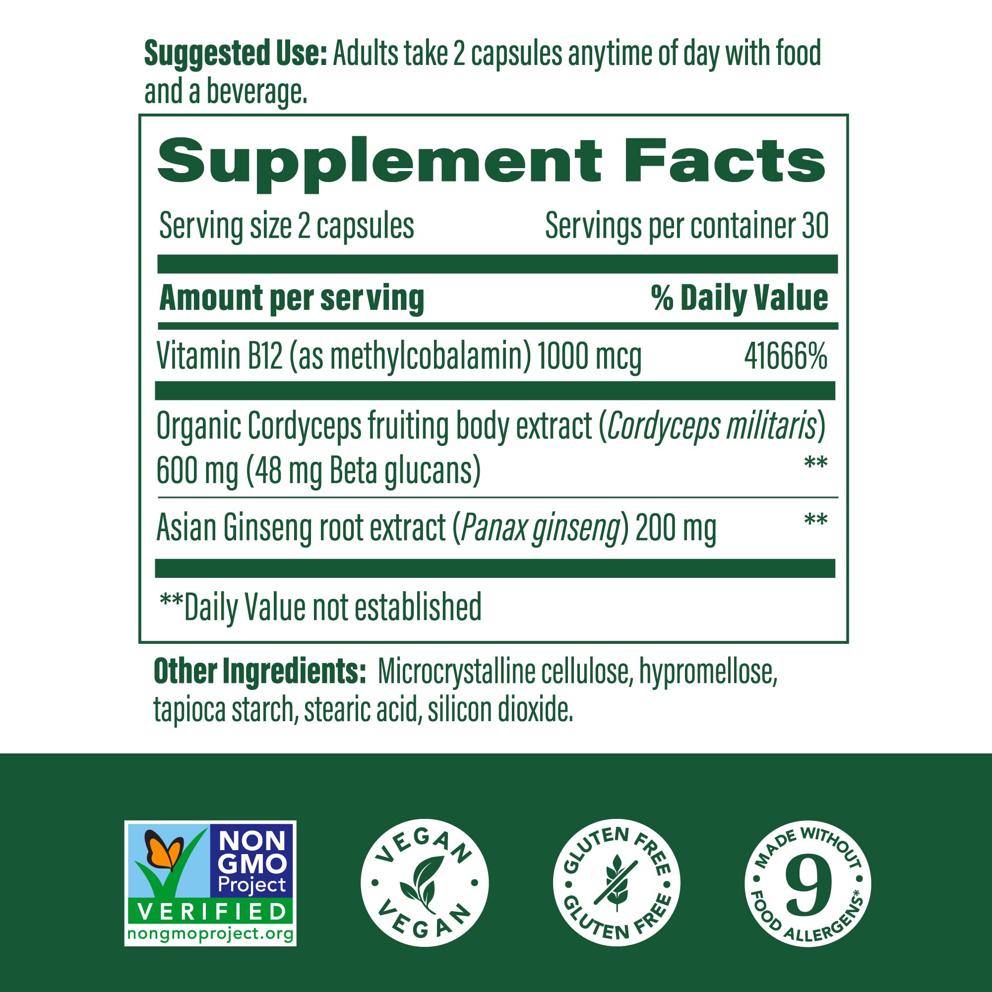 MegaFood B12 metilado impulso de energía y metabolismo celular