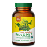 MegaFood Baby Me 2 con DHA de algas en botella para el desarrollo cerebral y ocular del bebé.