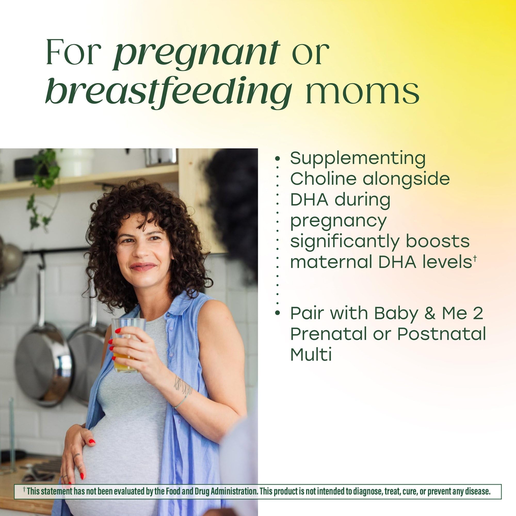 Dos cápsulas líquidas diarias de MegaFood Baby Me 2 para tomar con comida.