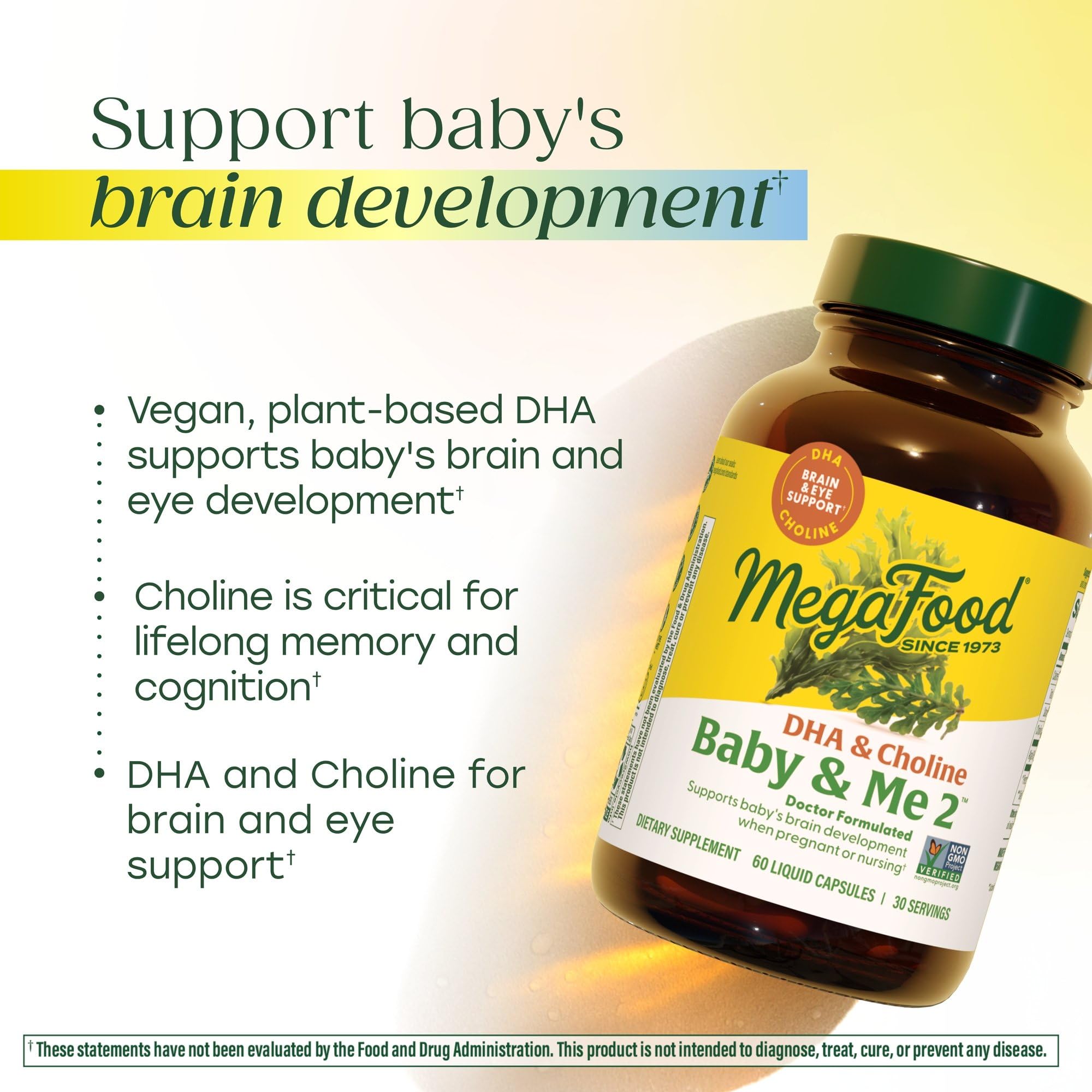 Fragancia cítrica en el envase de MegaFood Baby Me 2 para una experiencia fresca.