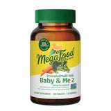 MegaFood Baby Me 2 mini tabletas frente, apoyo nutricional durante el embarazo.