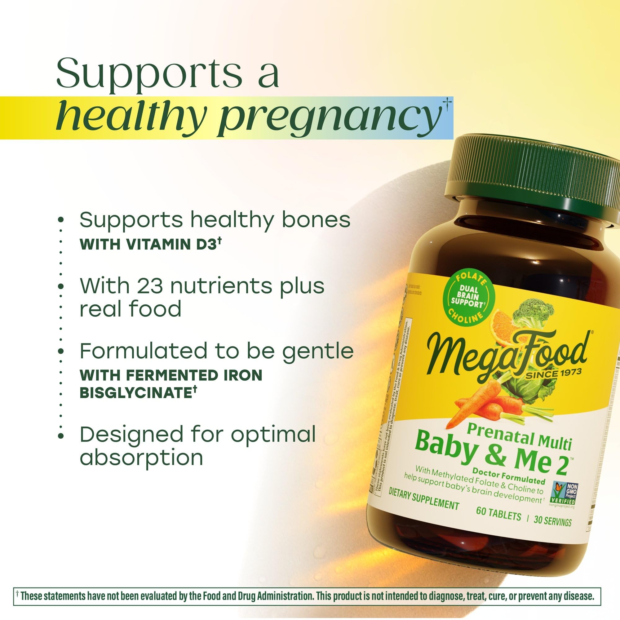 MegaFood Baby Me 2: toma diaria con agua para conveniencia y consistencia.