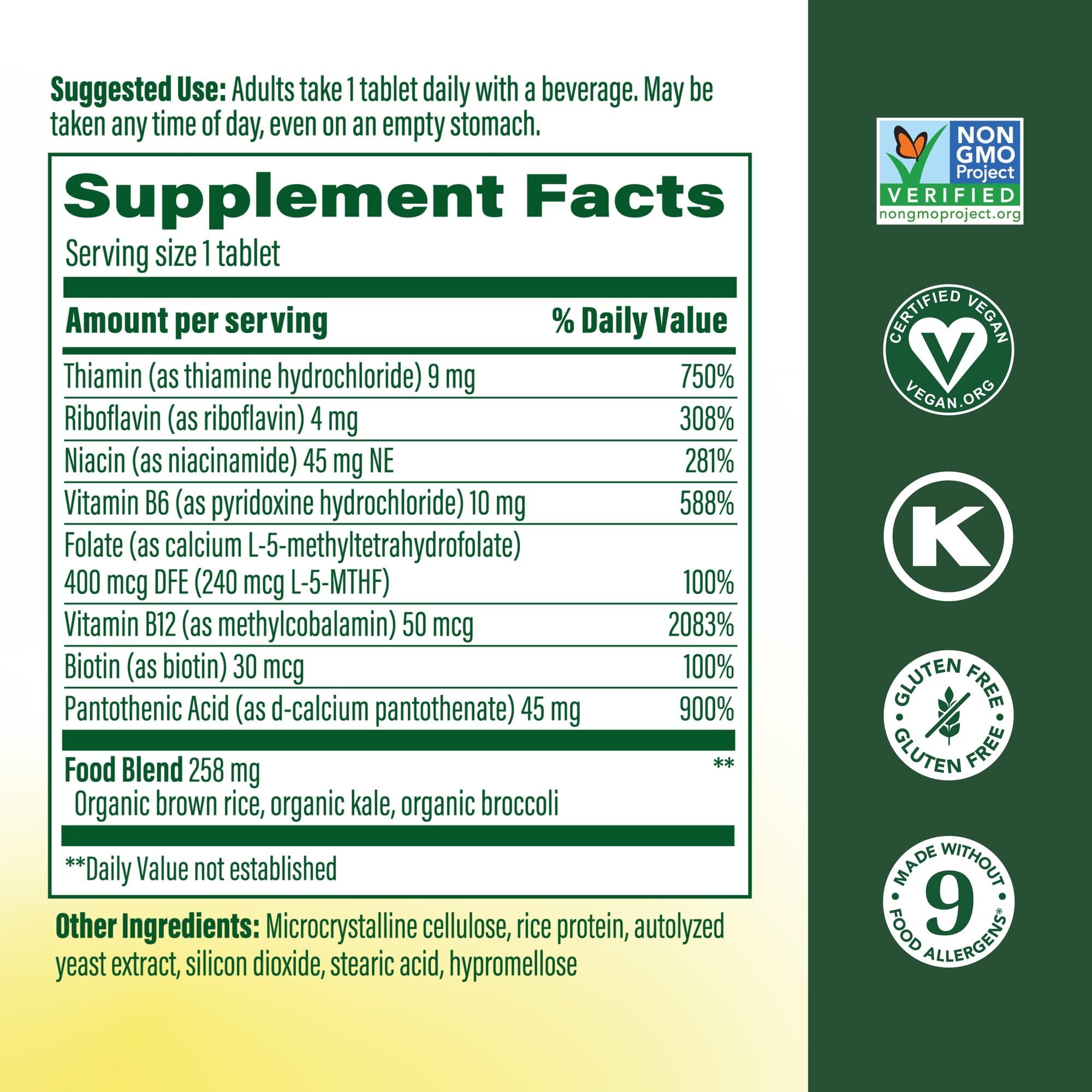 MegaFood Balance B Complex, tabletas dentro de la caja, nutrición de vitaminas B para rendimiento sostenido