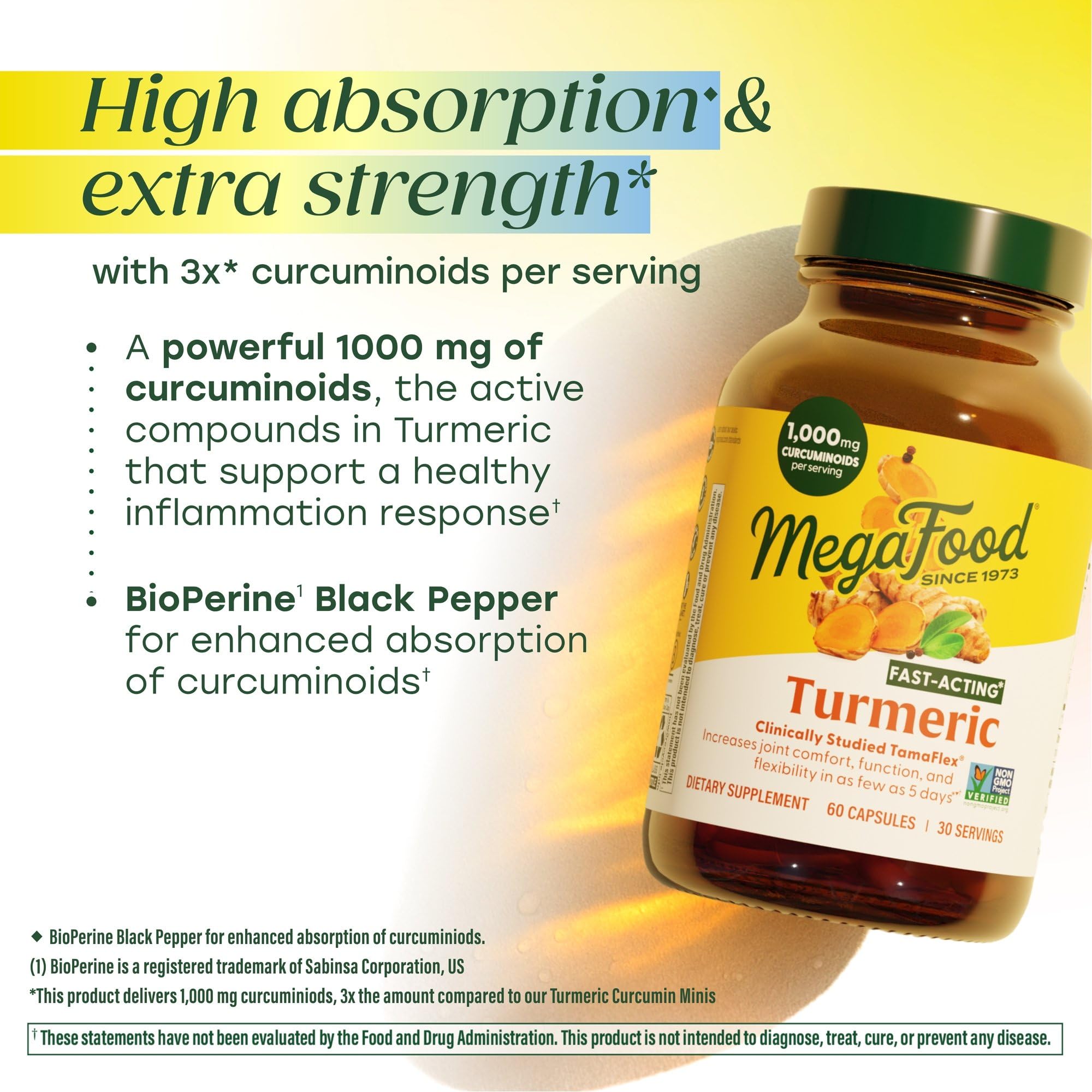 MegaFood BioPerine de pimienta negra para mayor absorción de curcuminoides.